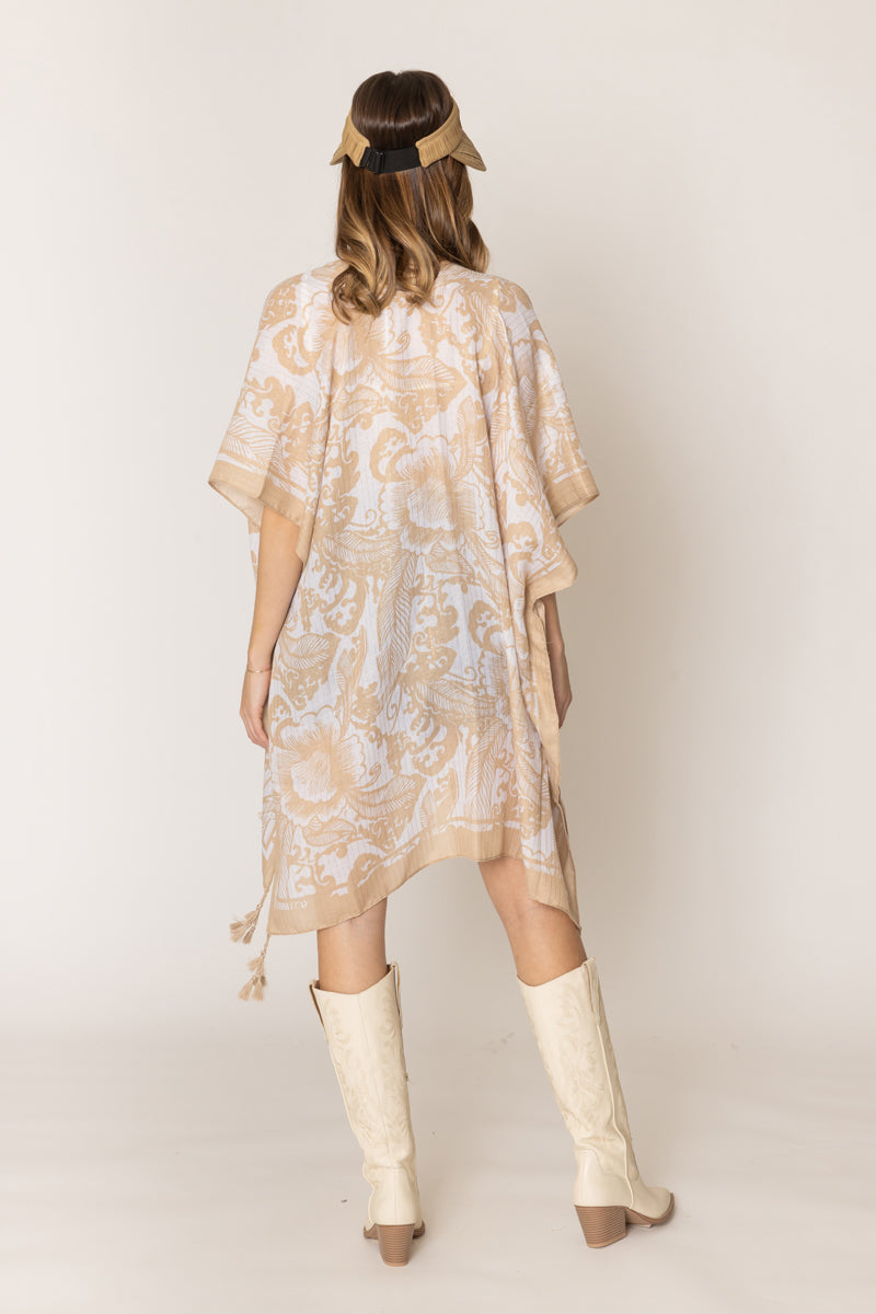 Two Tone Print Lurex Kimono - Charming Charlie