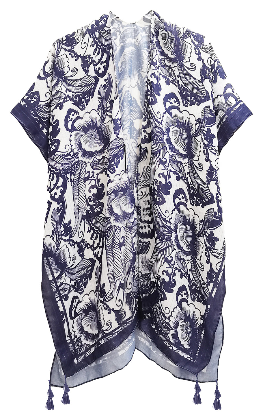 Two Tone Print Lurex Kimono - Charming Charlie