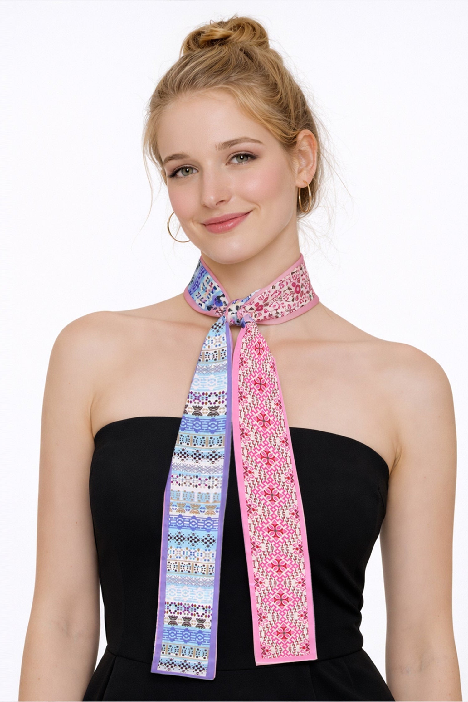 Geometric Jacquard Print Skinny Scarf - Charming Charlie