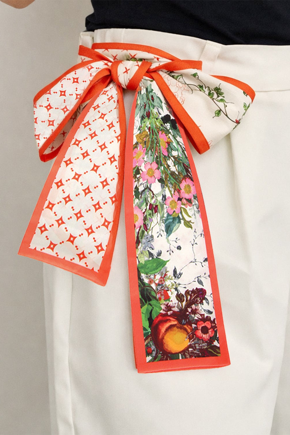 Floral Grid Skinny Scarf - Charming Charlie