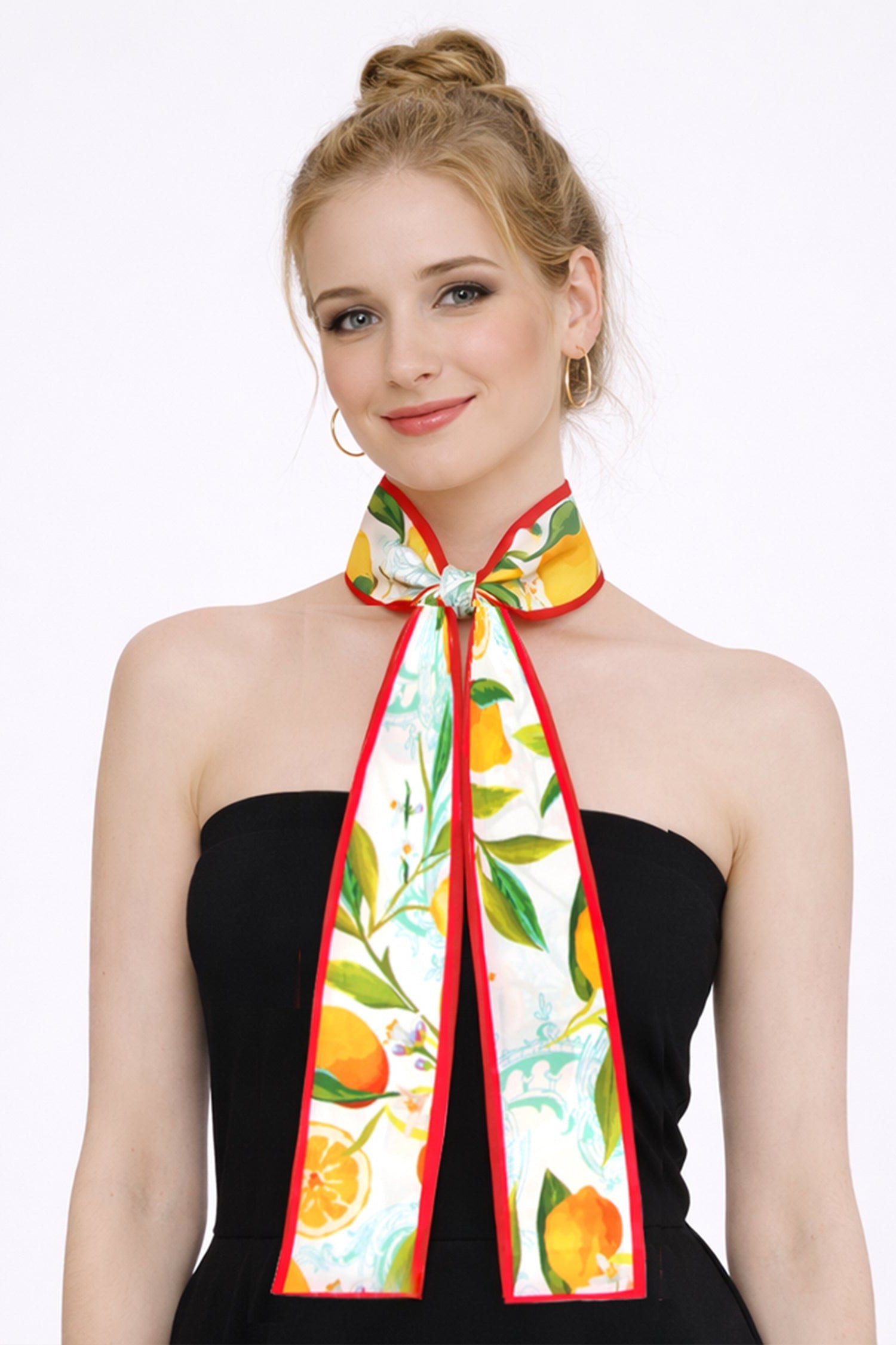 Lemon Print Skinny Scarf - Charming Charlie