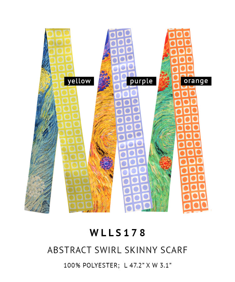 Abstract Swirl Skinny Scarf - Charming Charlie