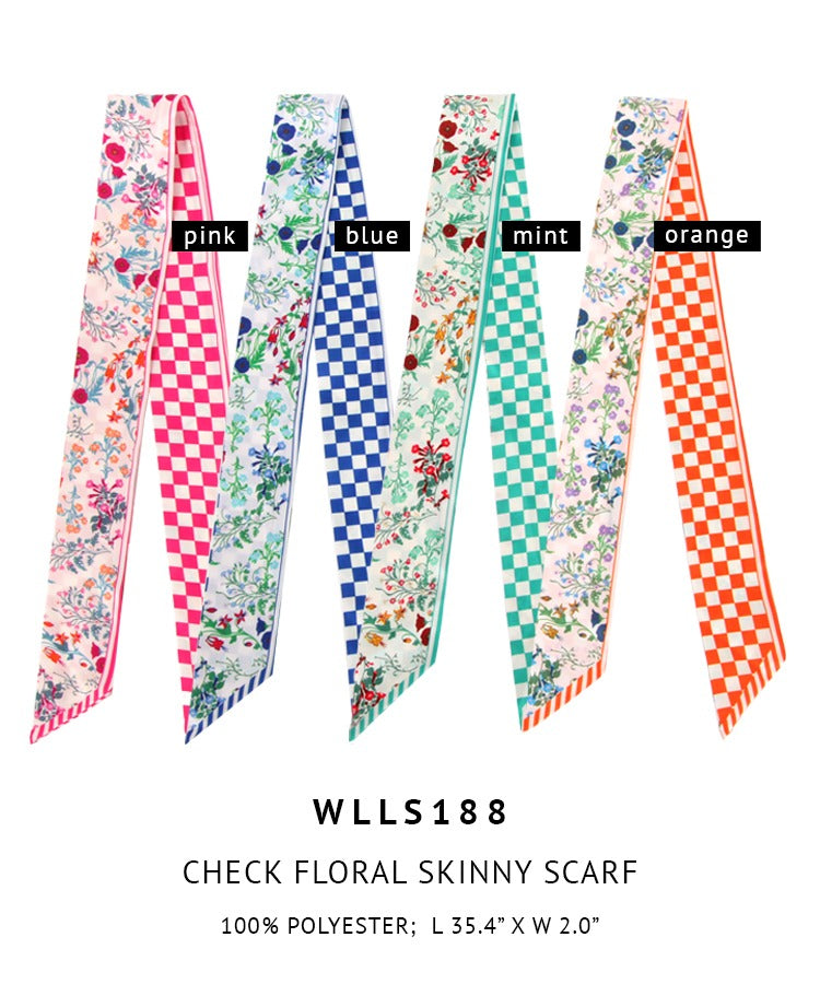Check Floral Skinny Scarf - Charming Charlie