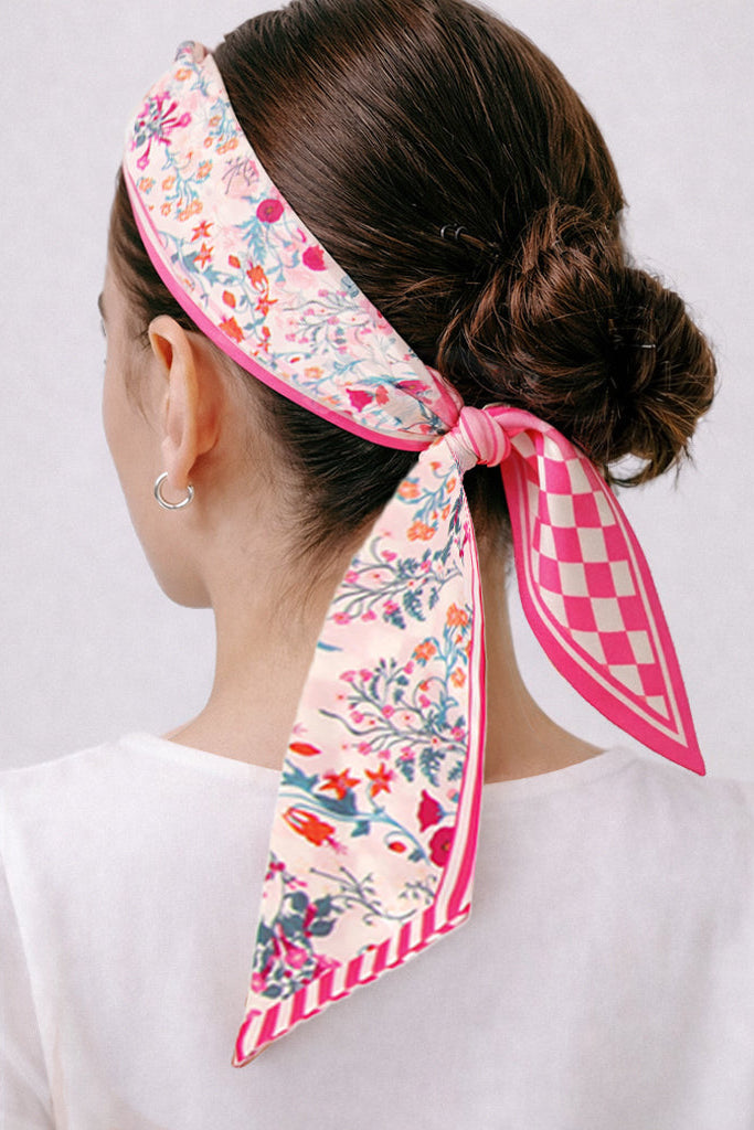 Check Floral Skinny Scarf - Charming Charlie