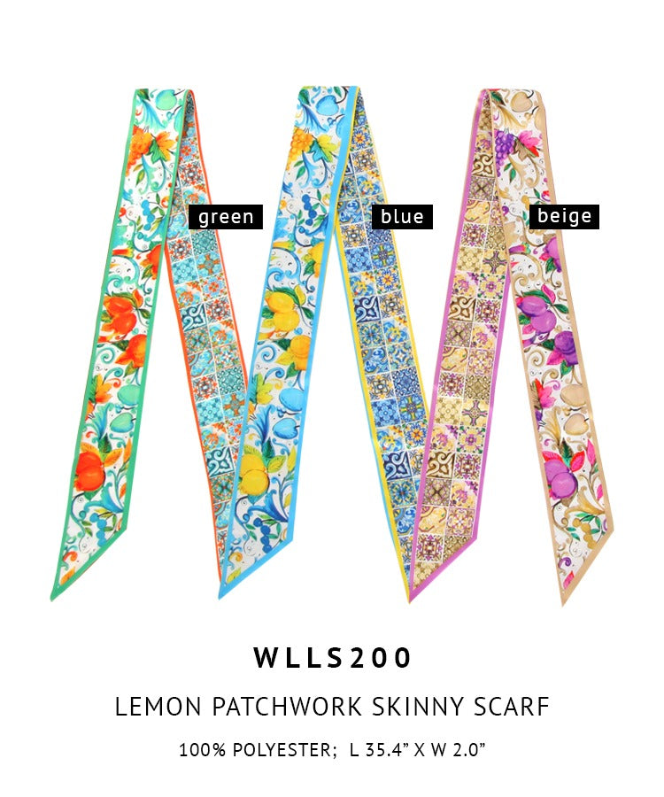 Lemon Patchwork Skinny Scarf - Charming Charlie