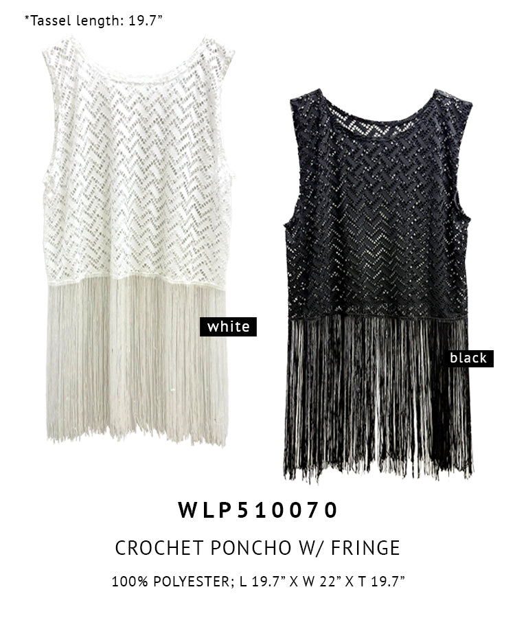 Crochet Poncho with Fringe - Charming Charlie