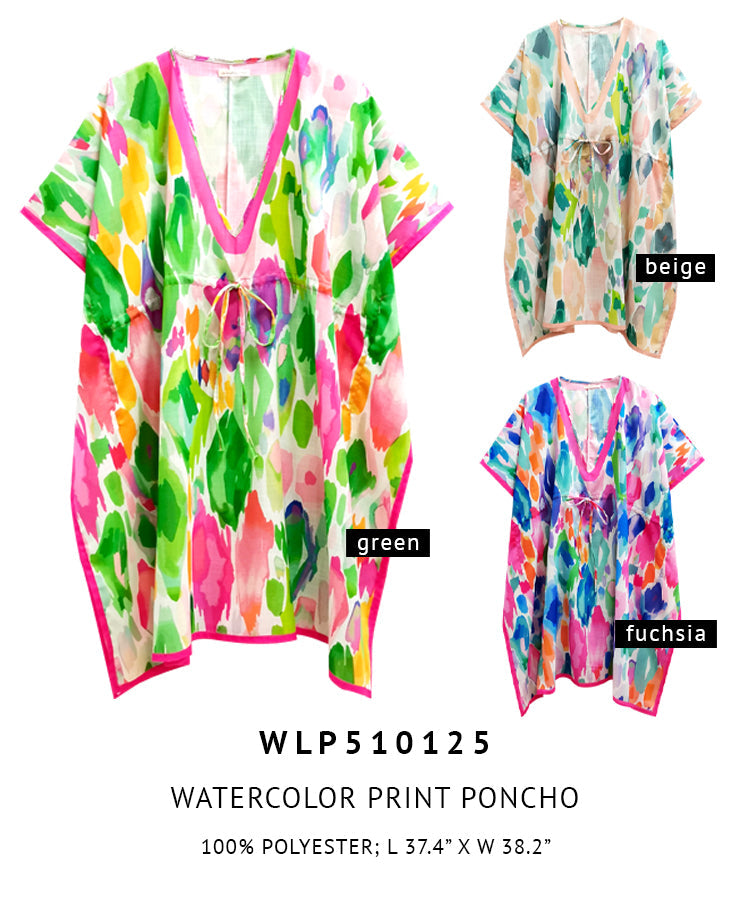 Watercolor Print Poncho - Charming Charlie