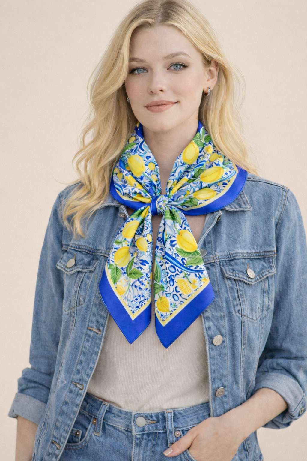 Lemon Print Square Scarf - Charming Charlie