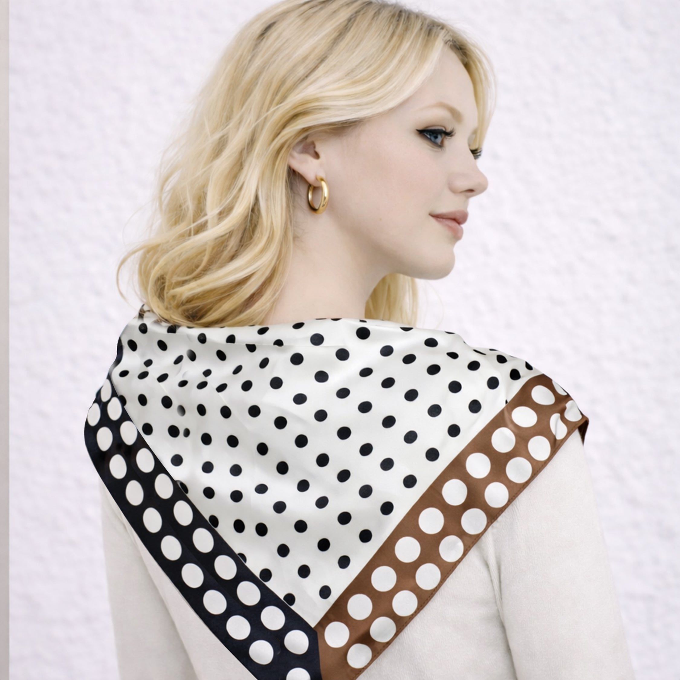 Polka Dot Border Print Square Scarf - Charming Charlie