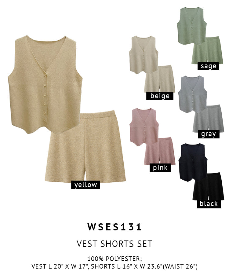 Vest Shorts Set - Charming Charlie