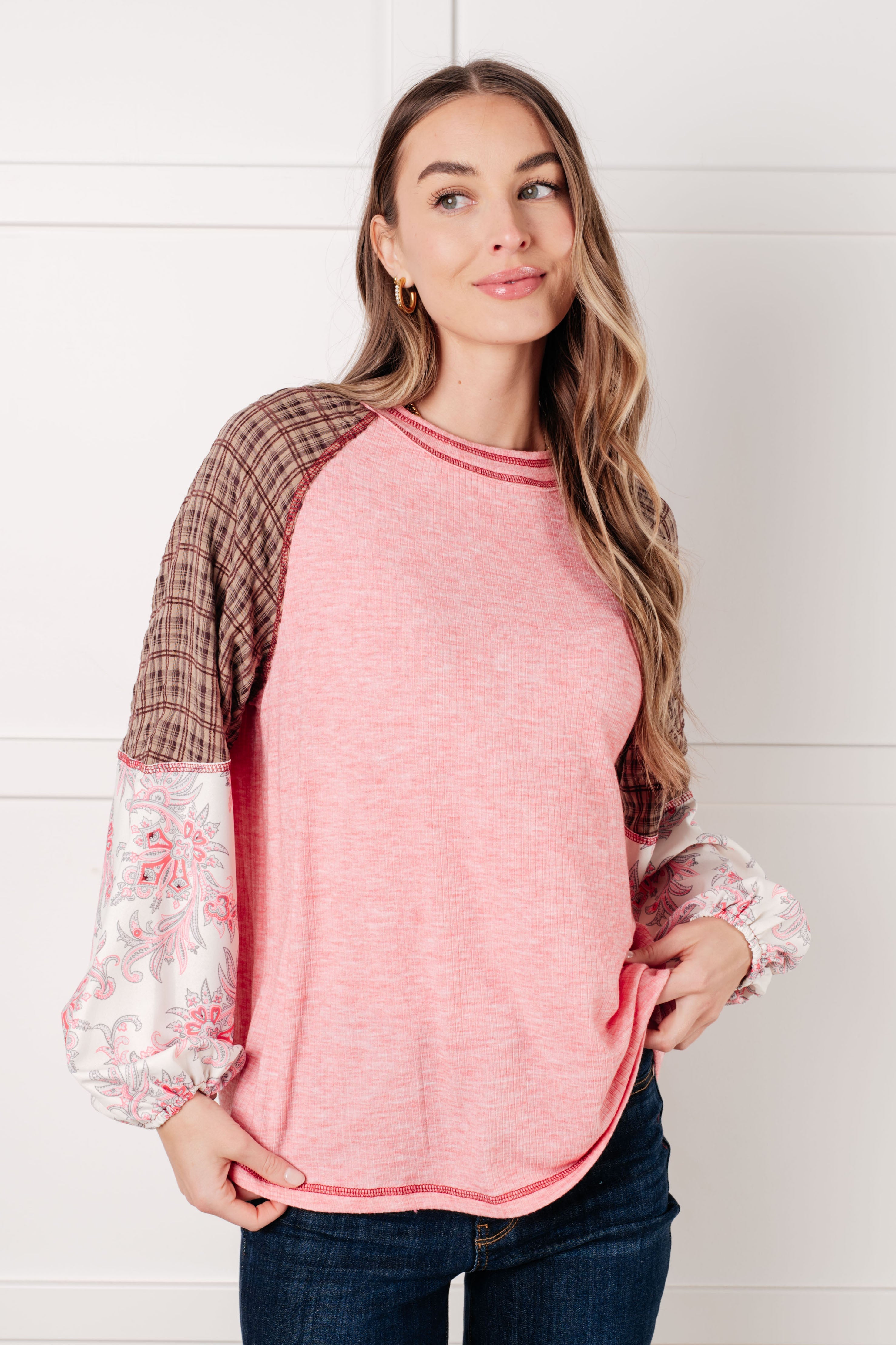 Walk for Miles Floral Color Block Top - Charming Charlie