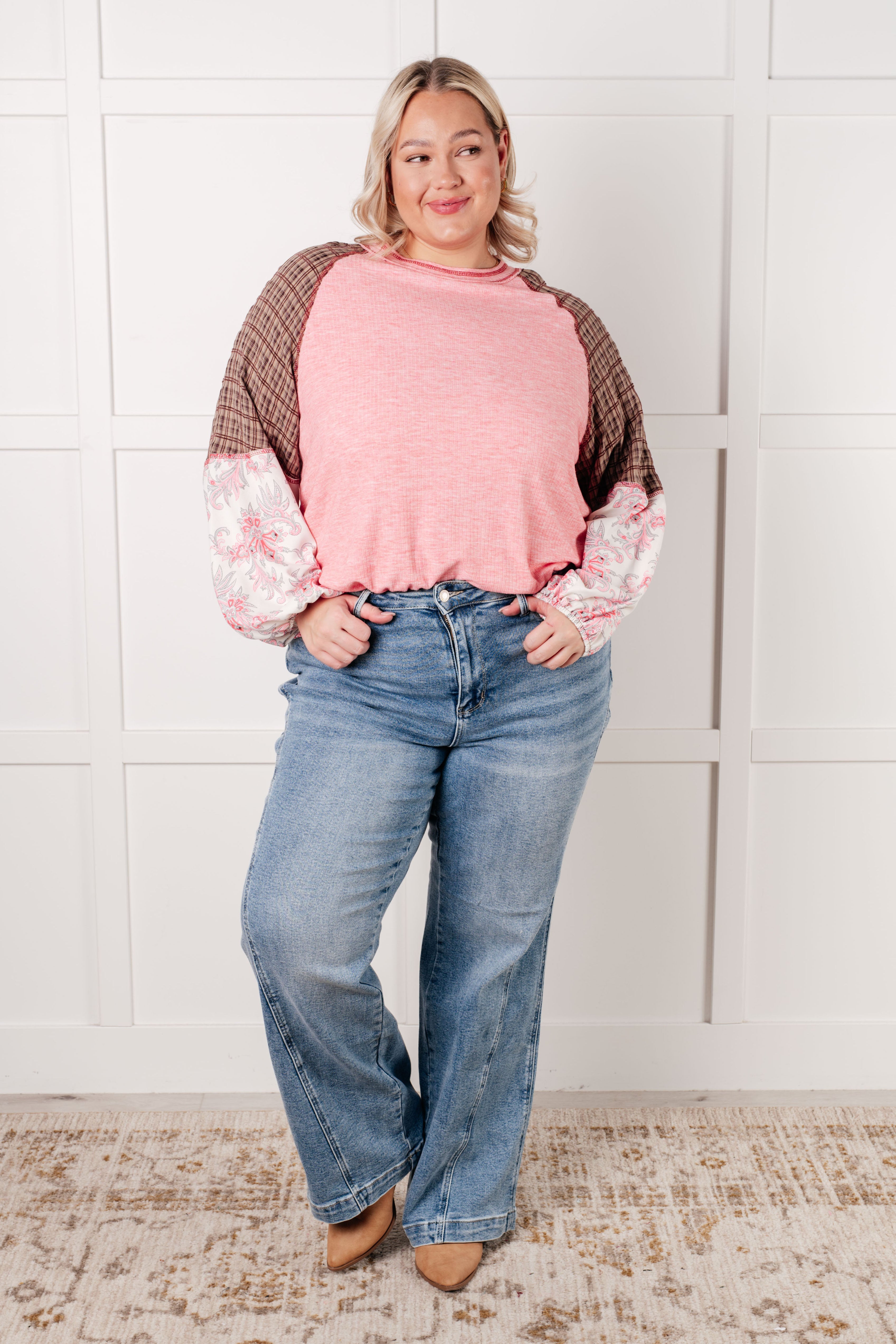 Walk for Miles Floral Color Block Top - Charming Charlie