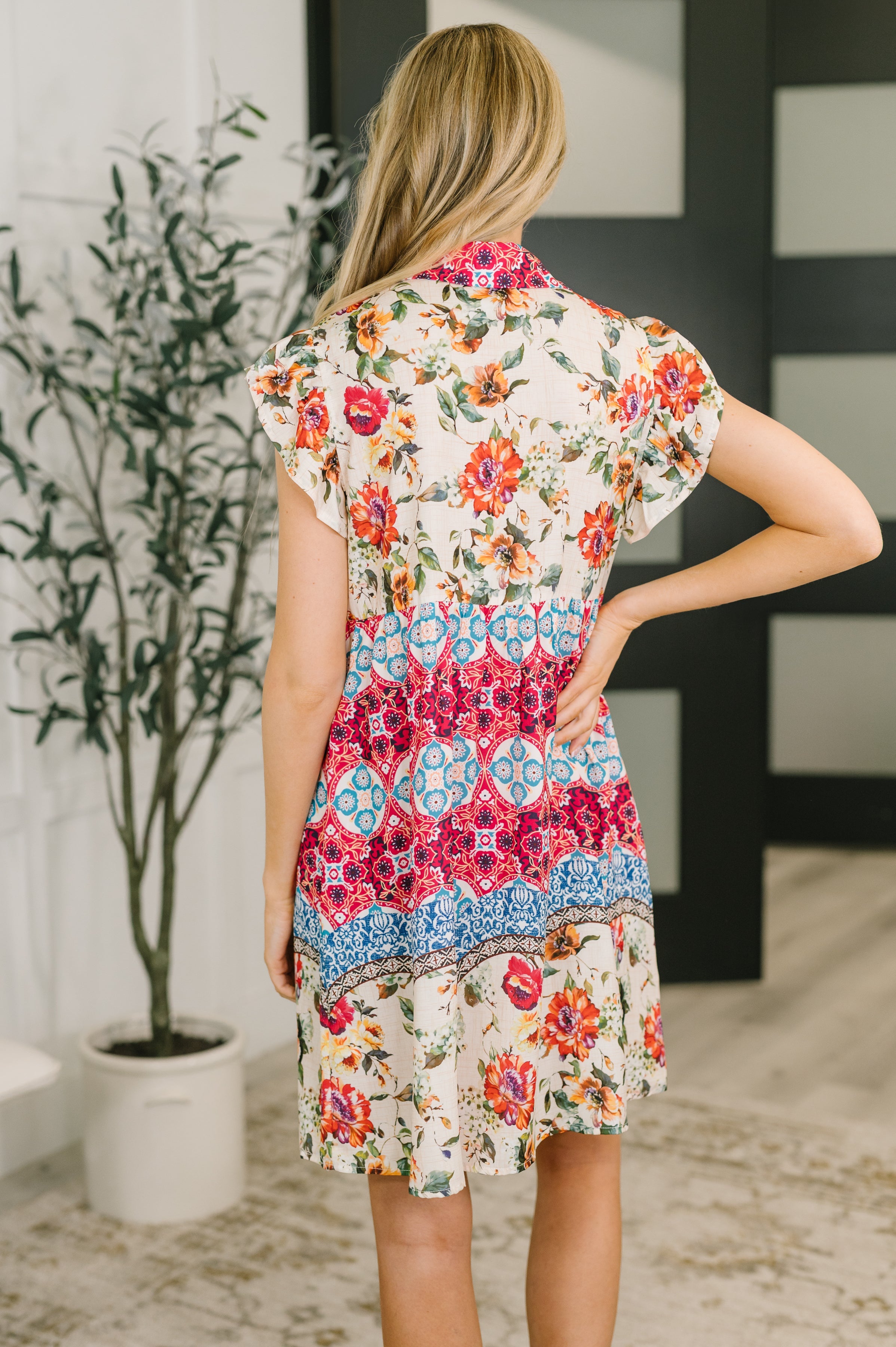 Wanted Whimsy Collared Printed Dress - Charming Charlie