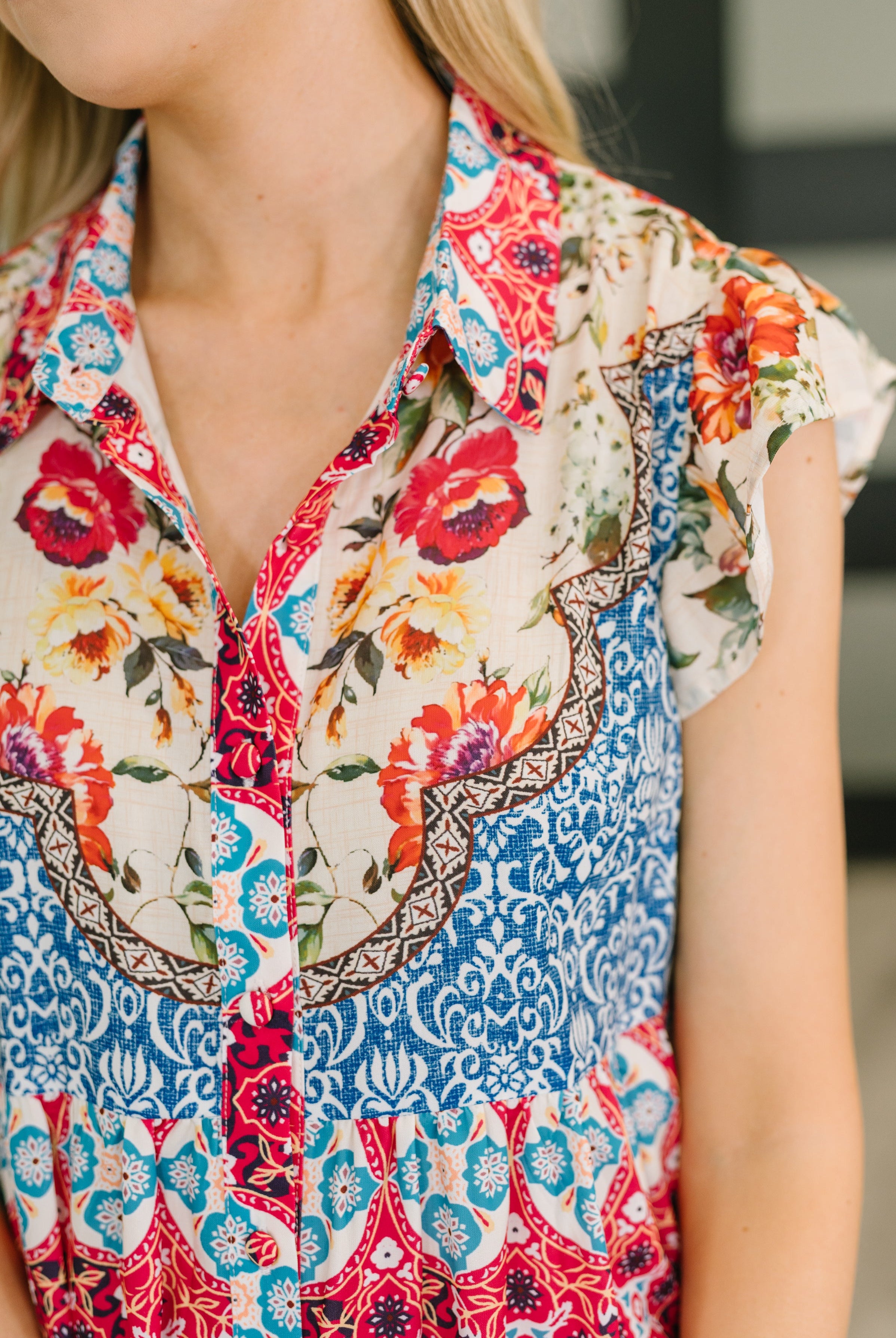 Wanted Whimsy Collared Printed Dress - Charming Charlie