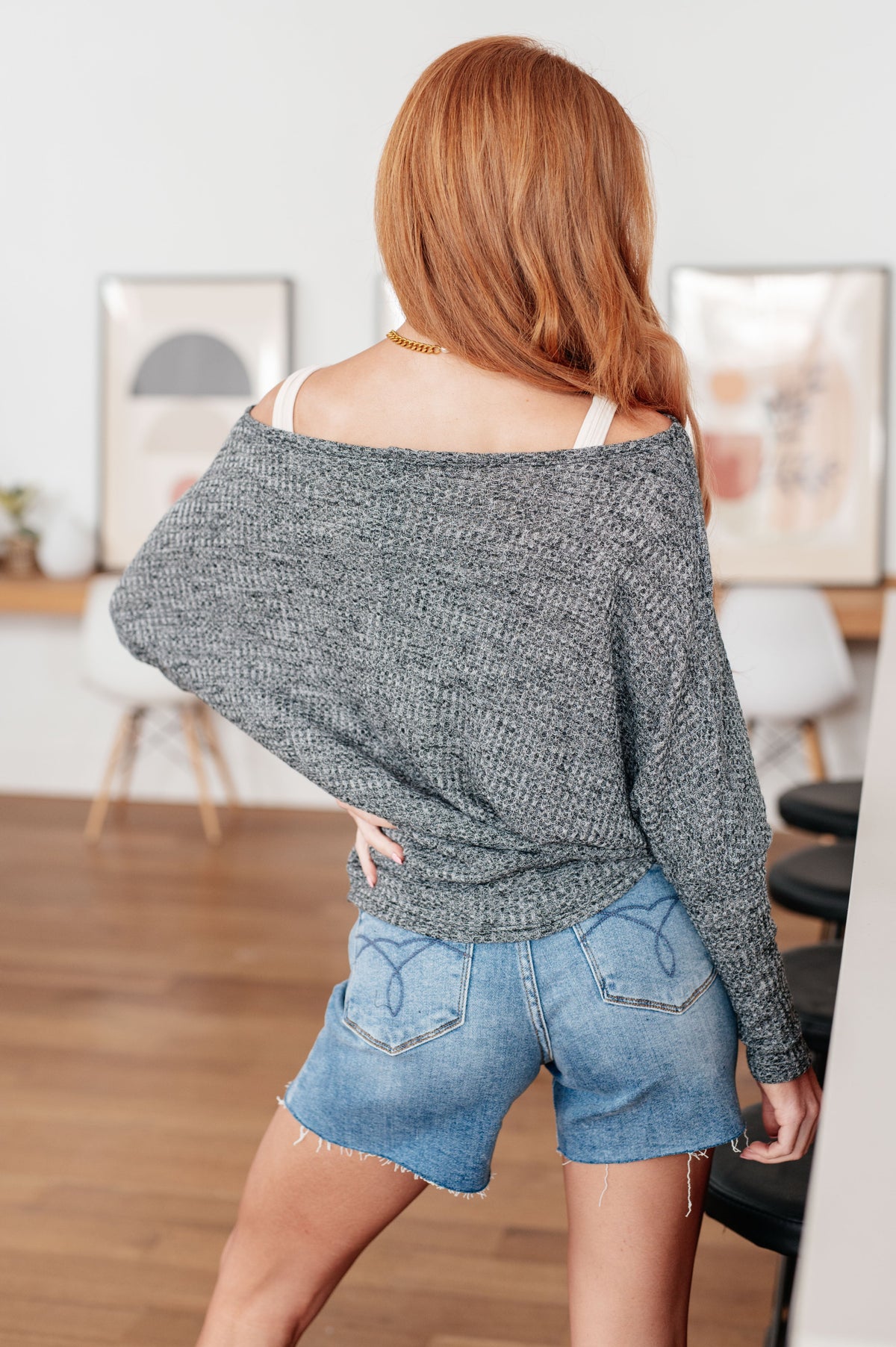 Warm Thoughts Ribbed Top in Charcoal - Charming Charlie