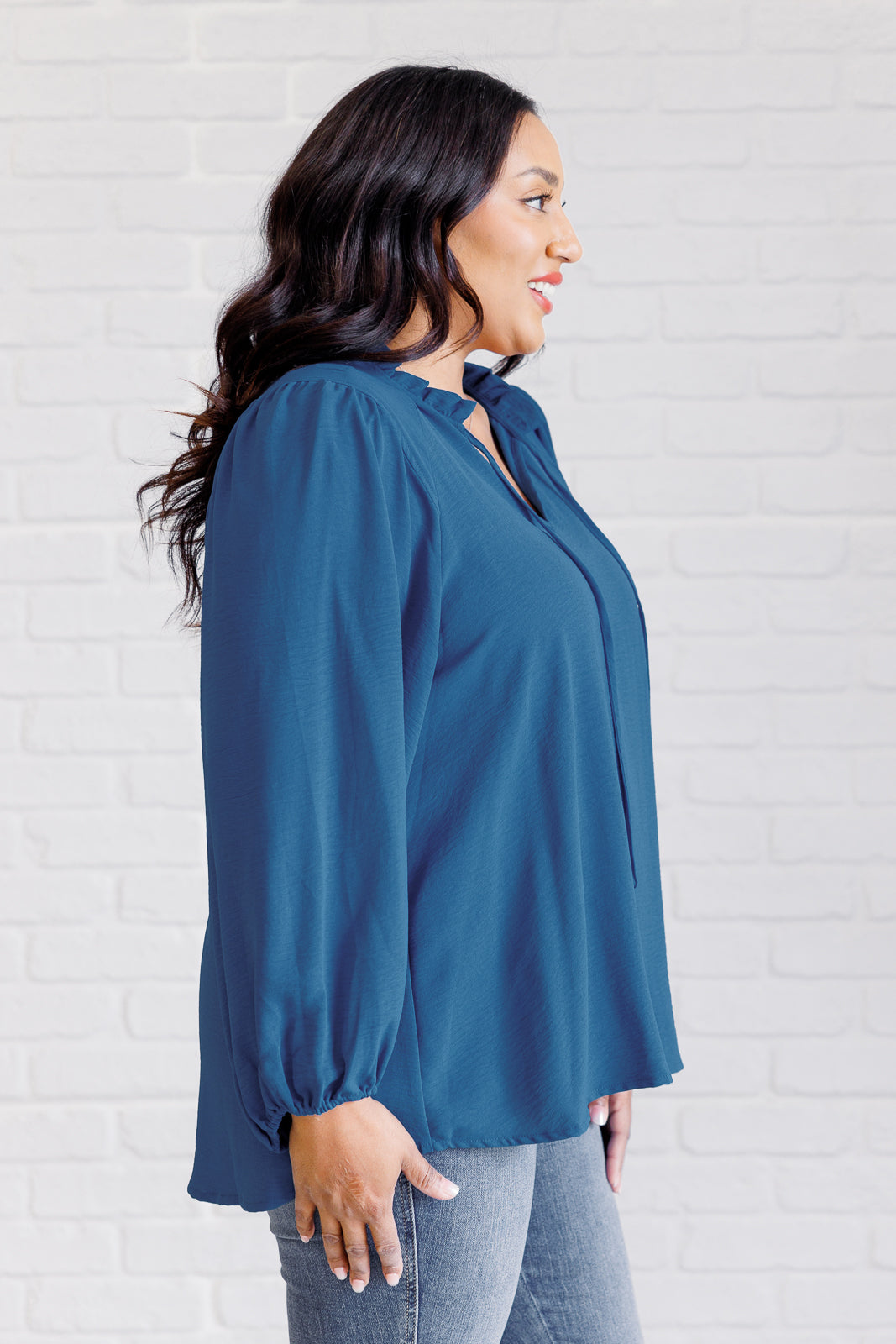 We Believe Keyhole Tie Detail Blouse - Charming Charlie