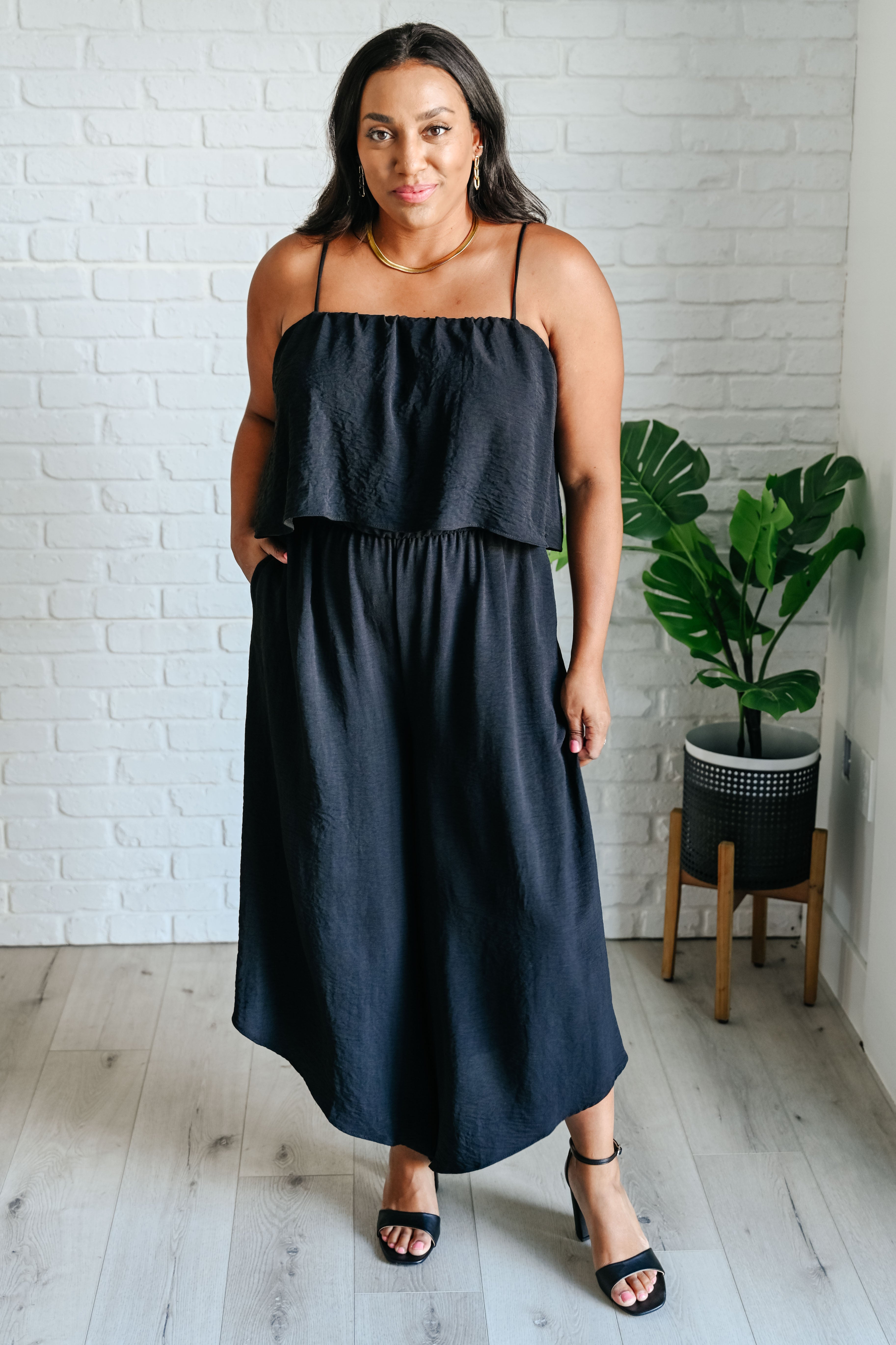 When All is Said and Done Spaghetti Strap Jumpsuit - Charming Charlie
