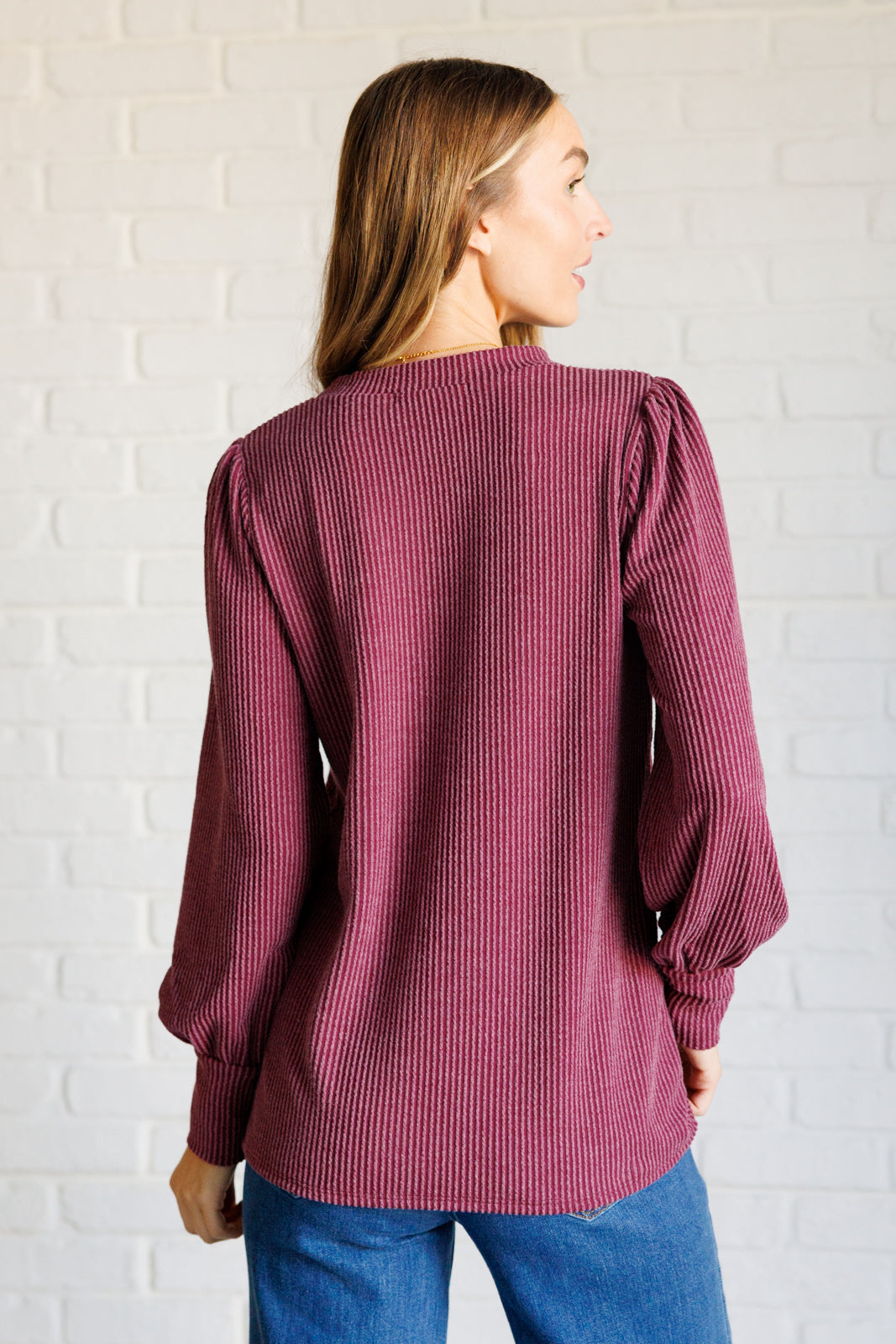 When the Sun Goes Down Mineral Wash Ribbed Knit Top in Wine - Charming Charlie