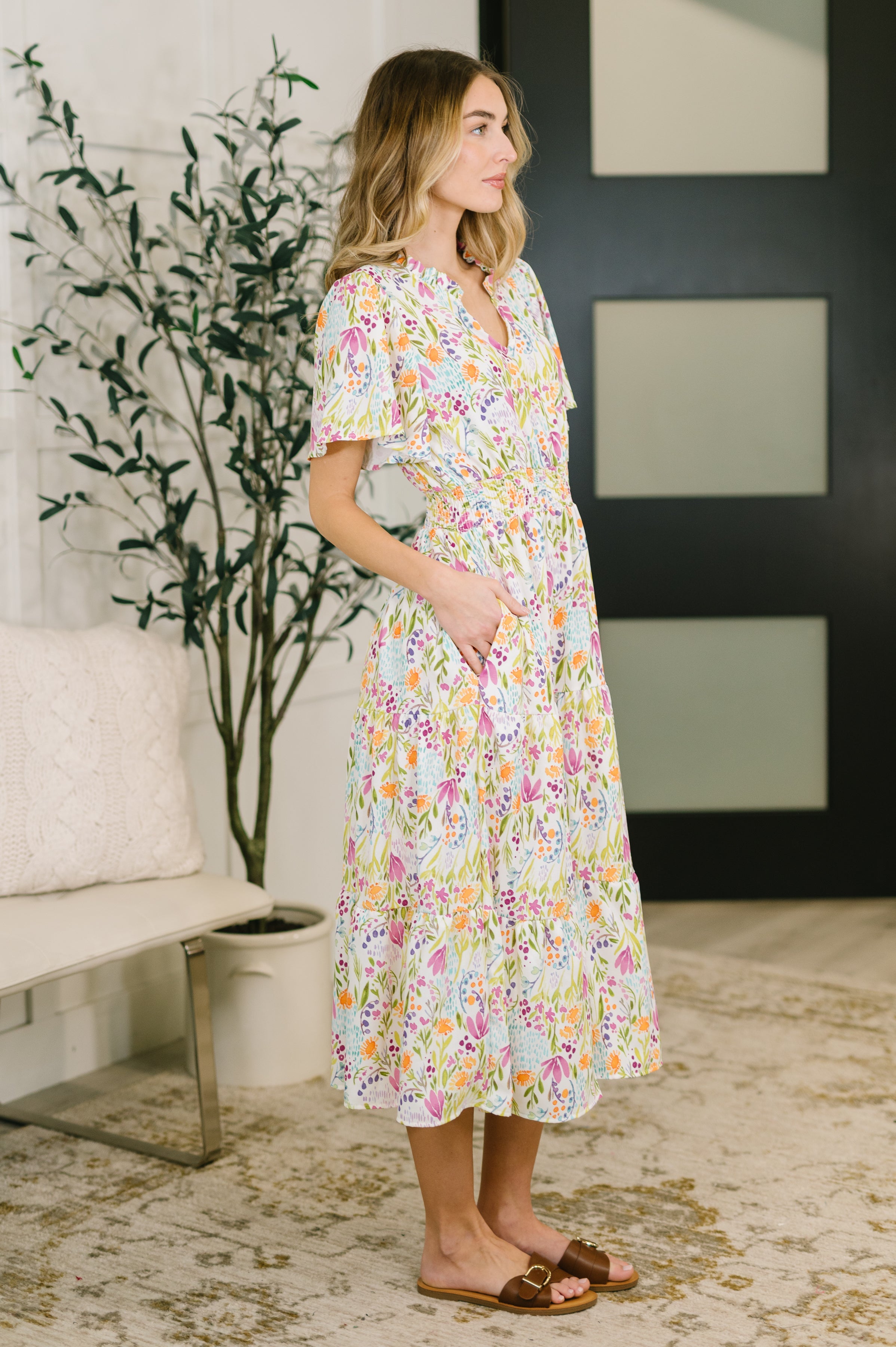 Wherever I Go Notch Neck Dress - Charming Charlie