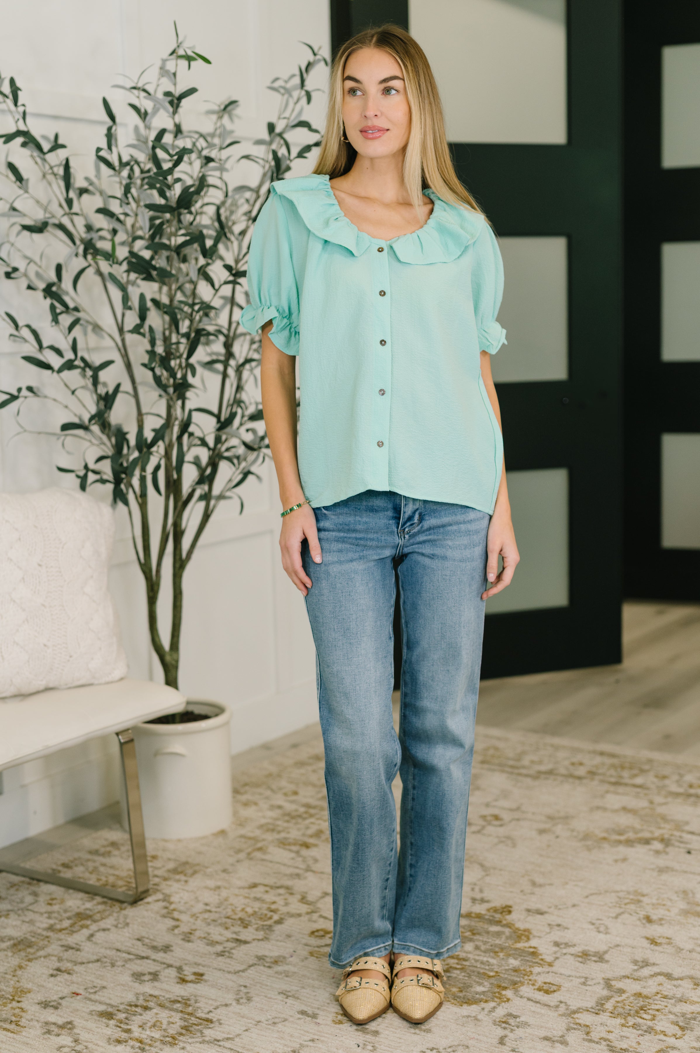 Wherever the Wind Blows Balloon Sleeve Blouse - Charming Charlie