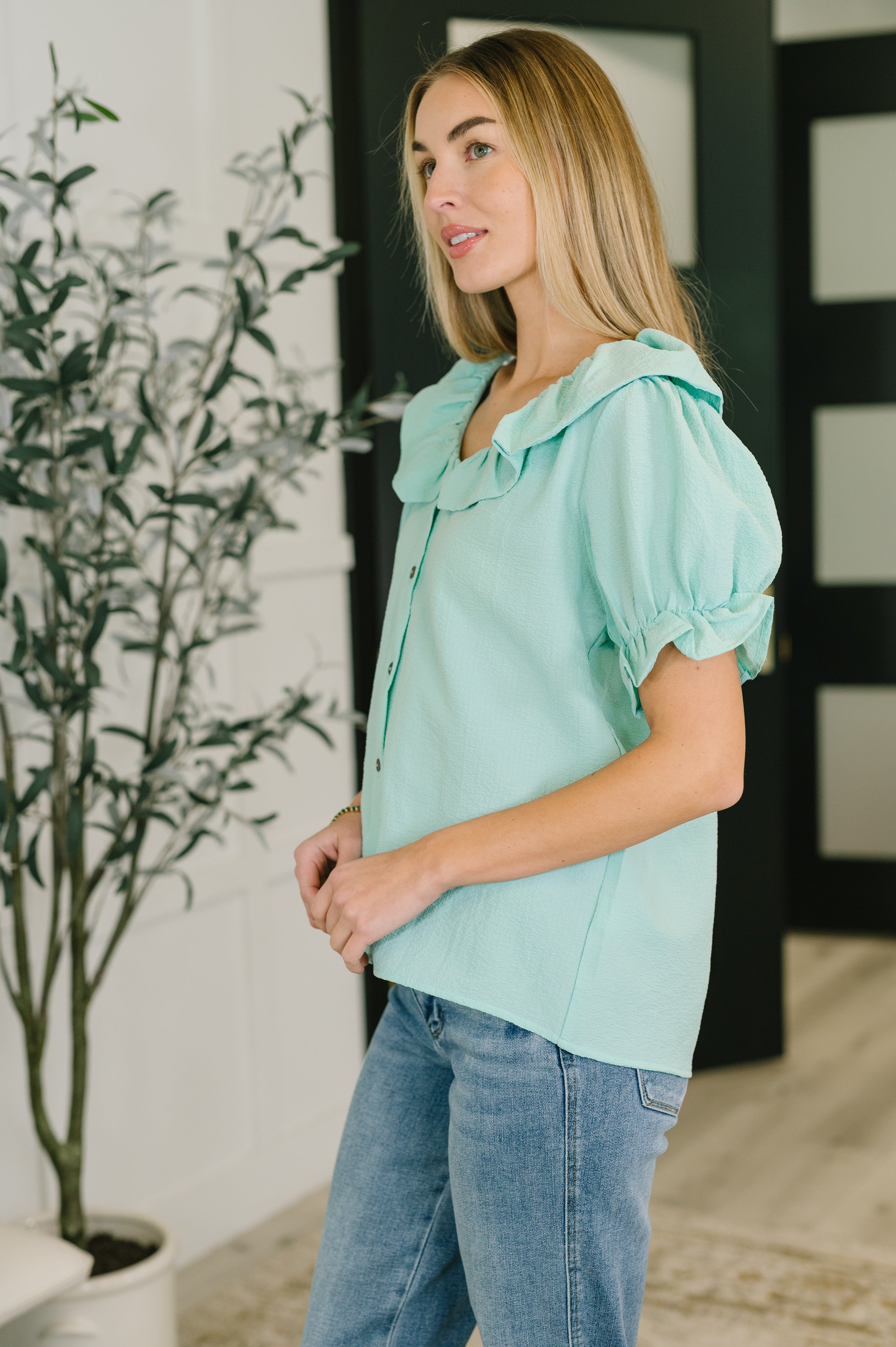 Wherever the Wind Blows Balloon Sleeve Blouse - Charming Charlie