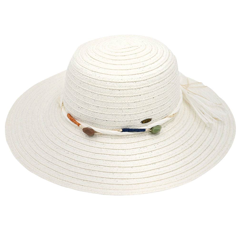 C.C Wide Brim Stone Trim Band Sun Hat - Charming Charlie
