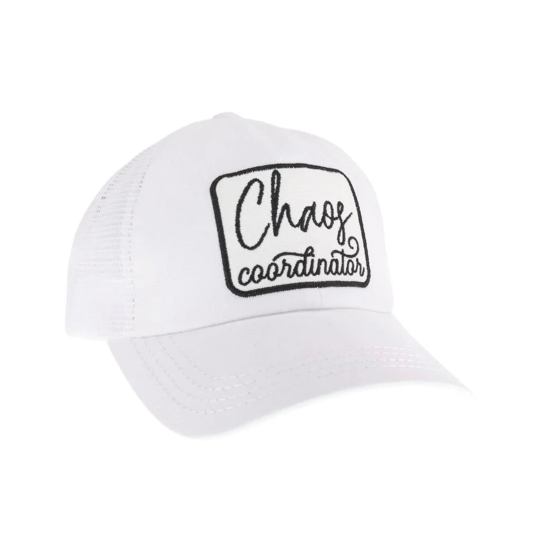 White C.C CHAOS COORDINATOR PATCH PONY CAP is the perfect accessory for any outfit. Made with high-quality materials, it features a stylish patch design and a comfortable ponycap fit. Stay organized and stylish with this practical and on-trend cap.