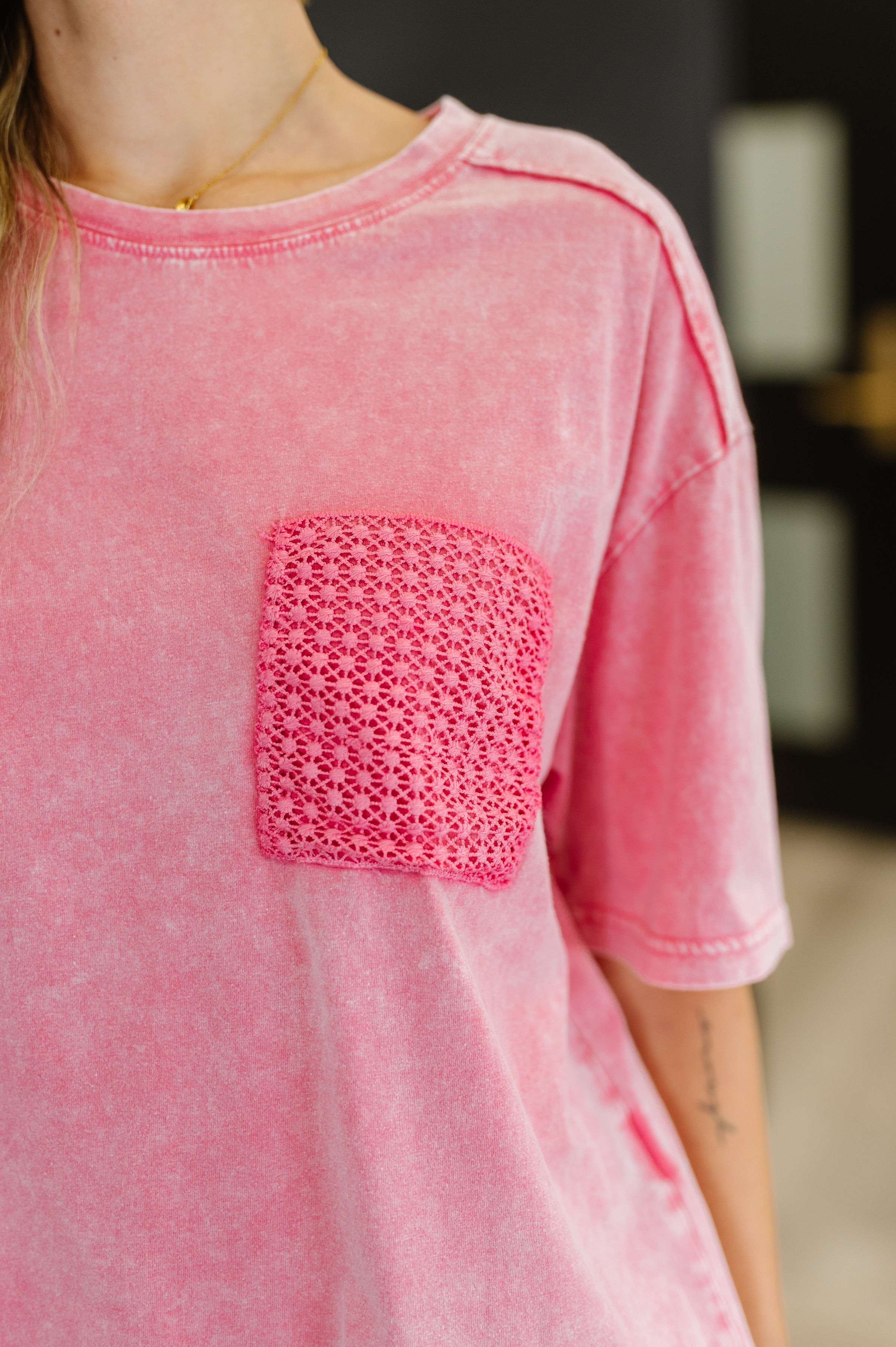 Who's That Girl Crochet Pocket T-Shirt - Charming Charlie