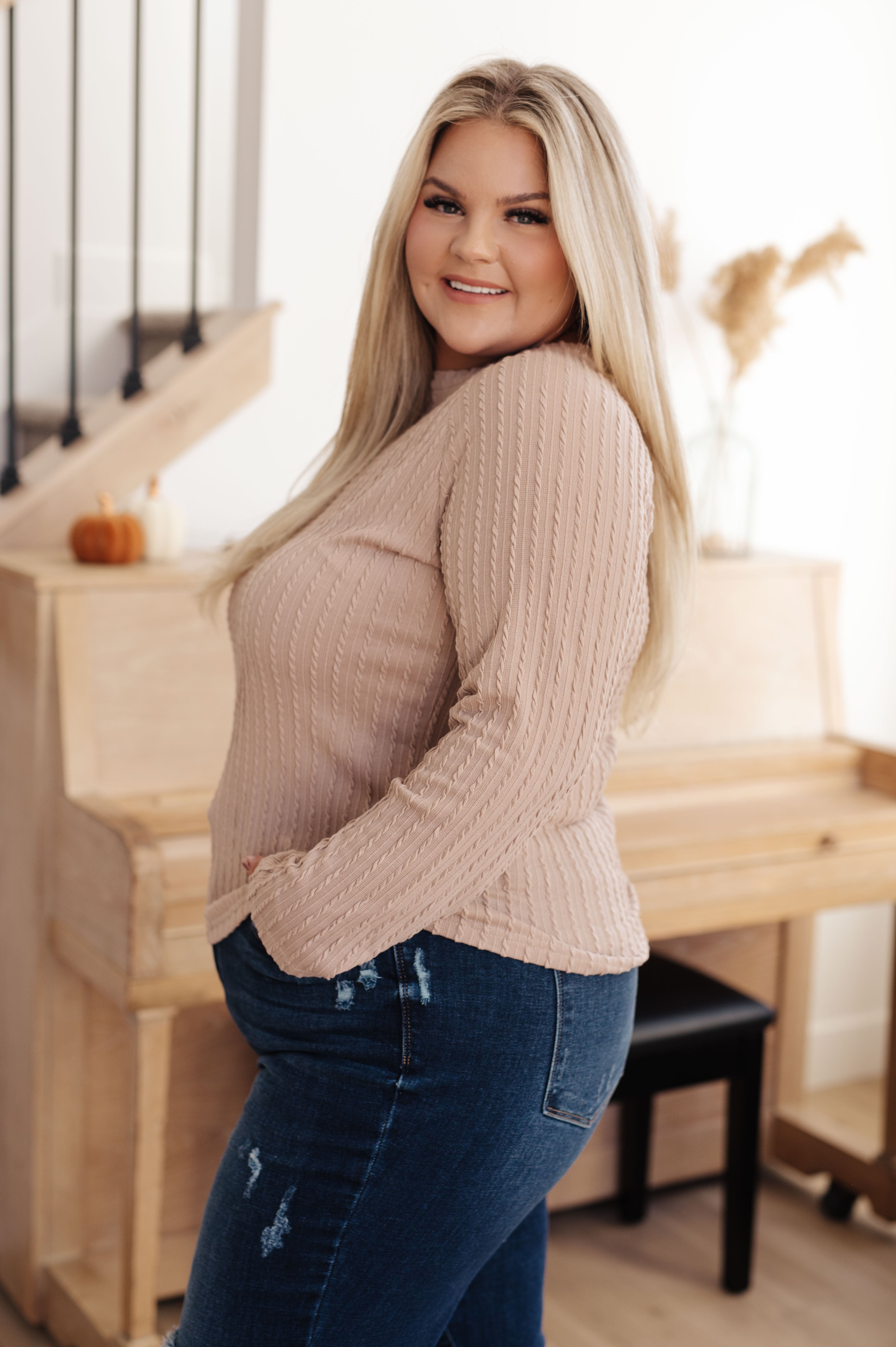 Winding Down Cable Detail Top - Charming Charlie