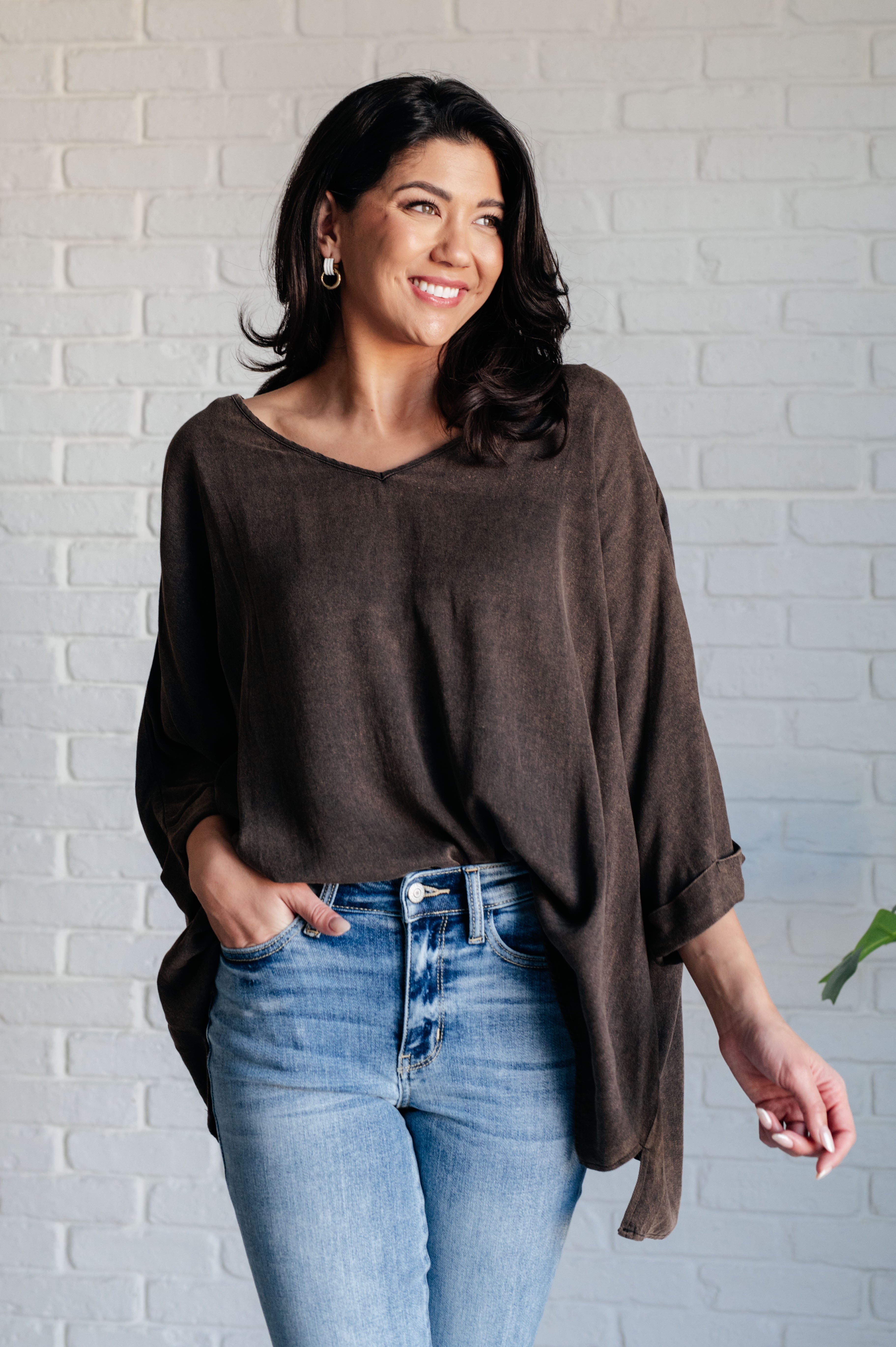 Wishy Washy Mineral Washed Oversized Top - Charming Charlie