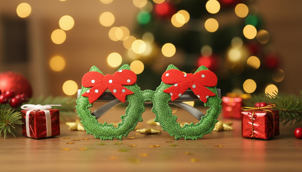 Festive Wreath-Themed Christmas Glasses - Charming Charlie