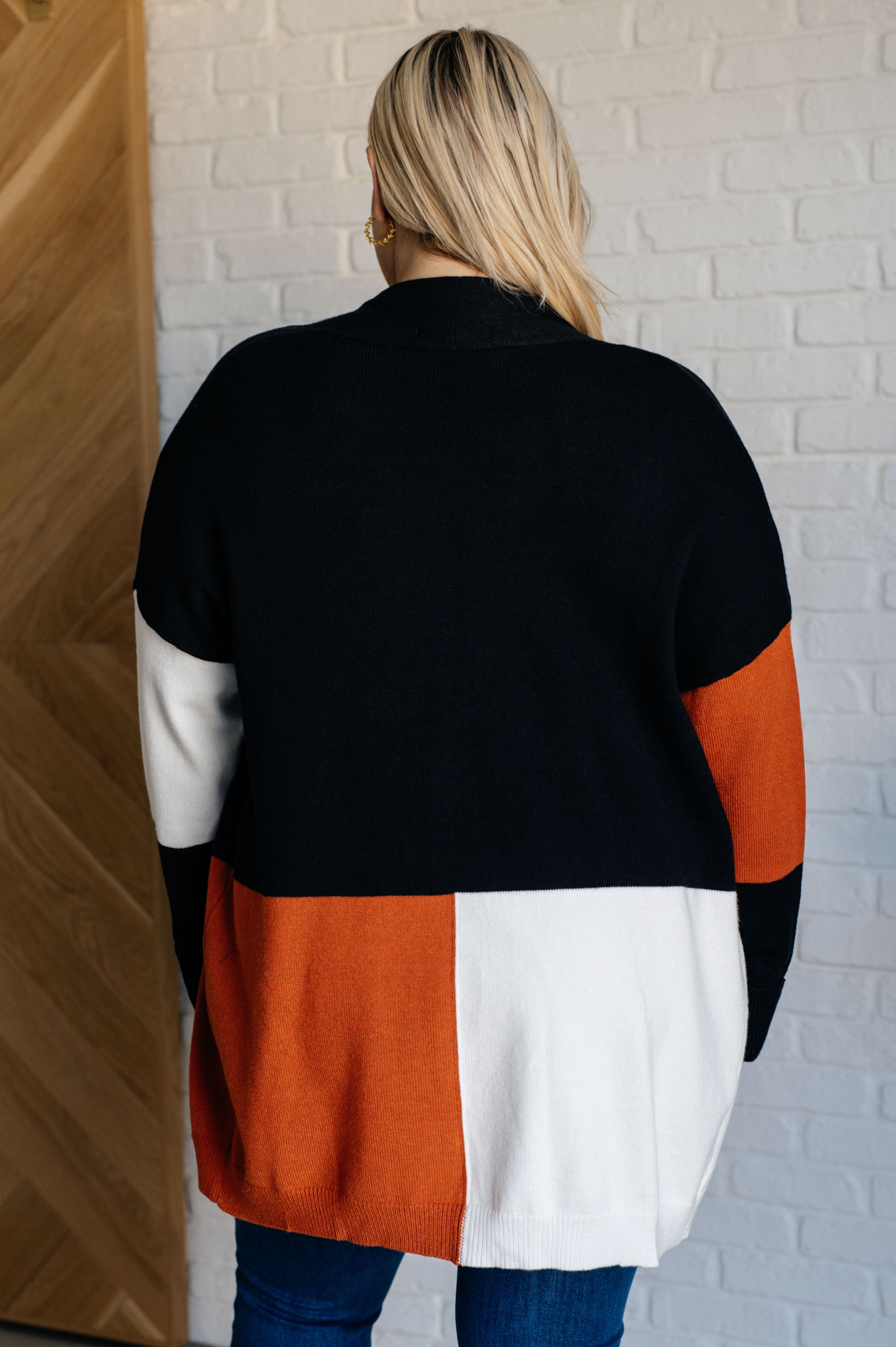 Writer's Block Color Block Open Front Cardigan - Charming Charlie