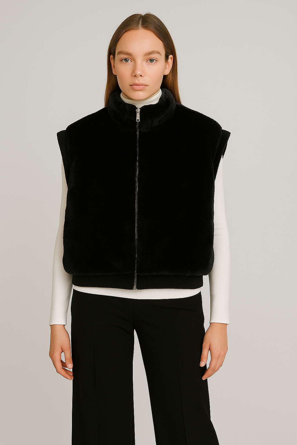 Faux Fur Rib Sleeve Vest - Charming Charlie