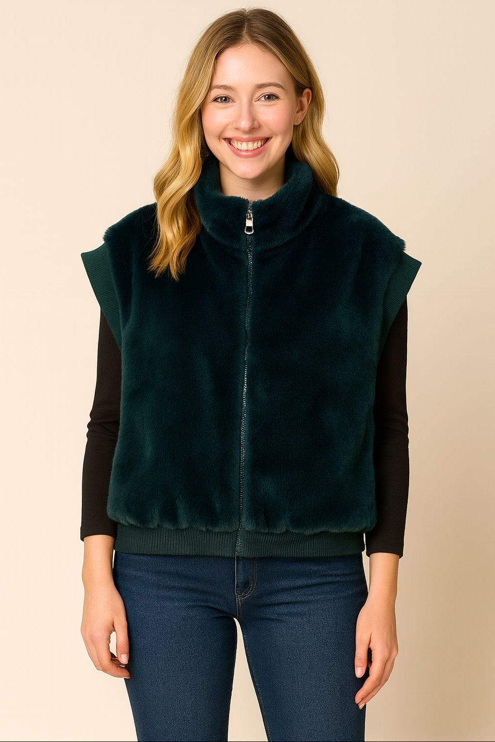 Faux Fur Rib Sleeve Vest - Charming Charlie