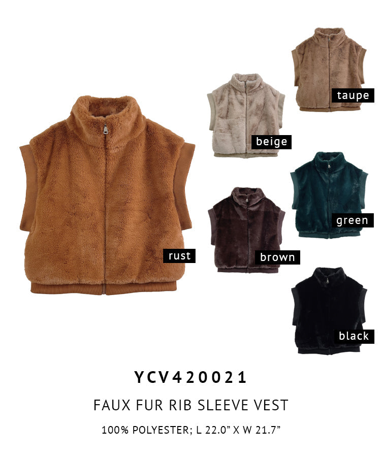 Faux Fur Rib Sleeve Vest - Charming Charlie