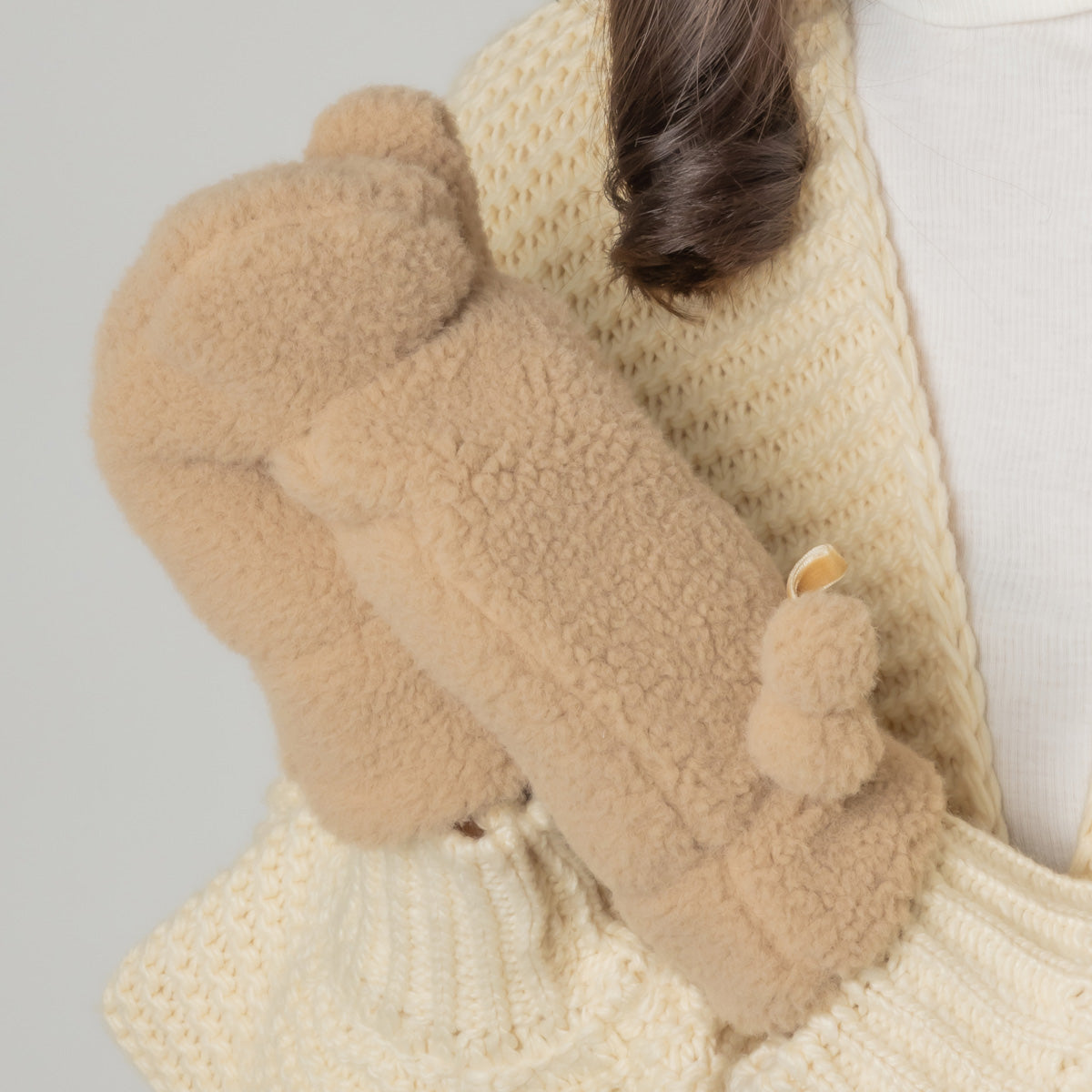Sherpa Mittens With Velvet Ribbon - Charming Charlie