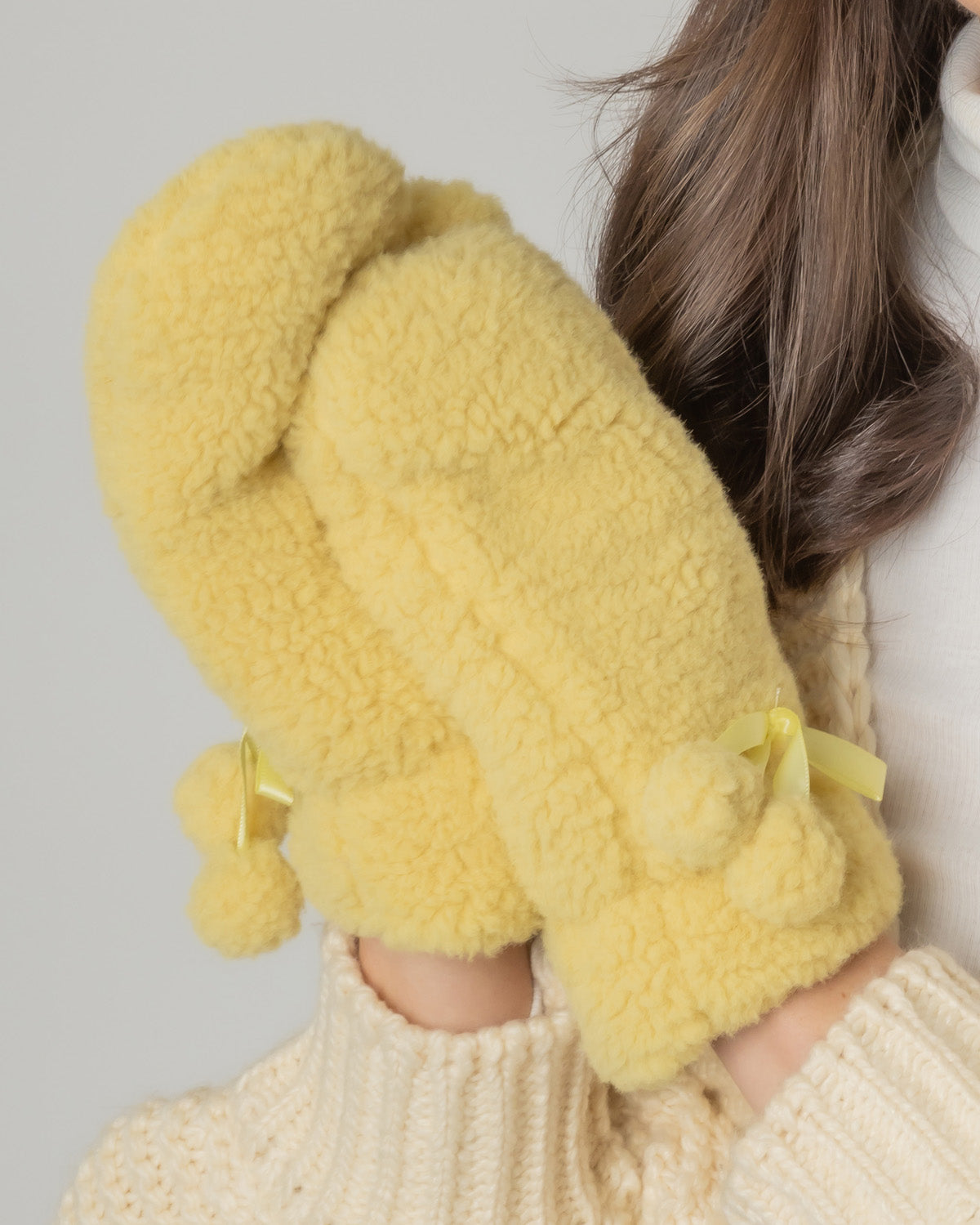 Sherpa Mittens With Velvet Ribbon - Charming Charlie