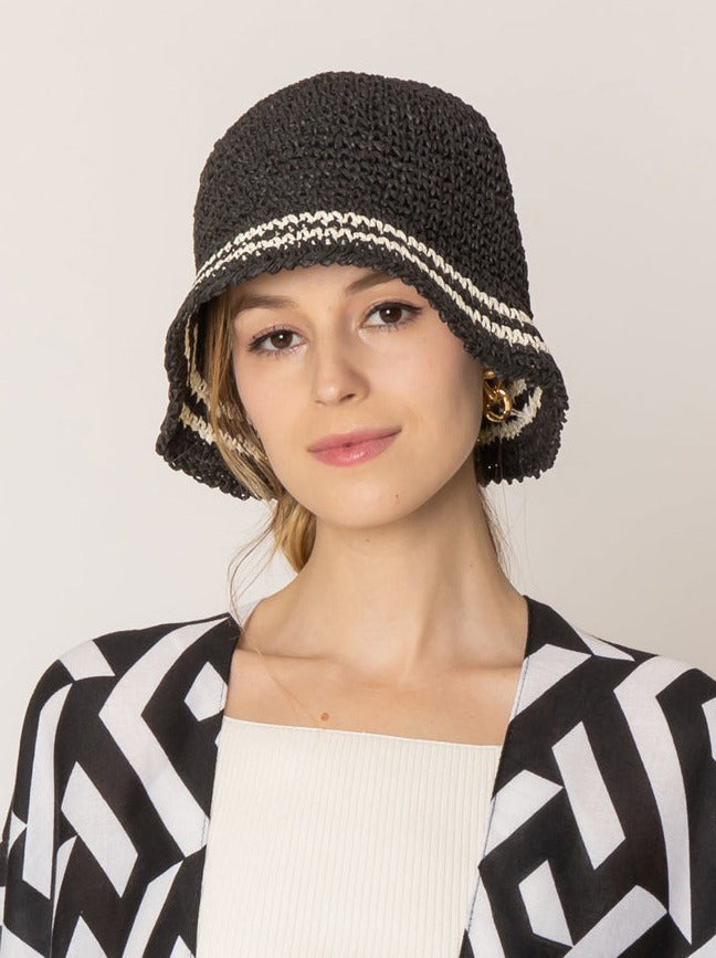 Stripe Straw Bucket Hat - Charming Charlie