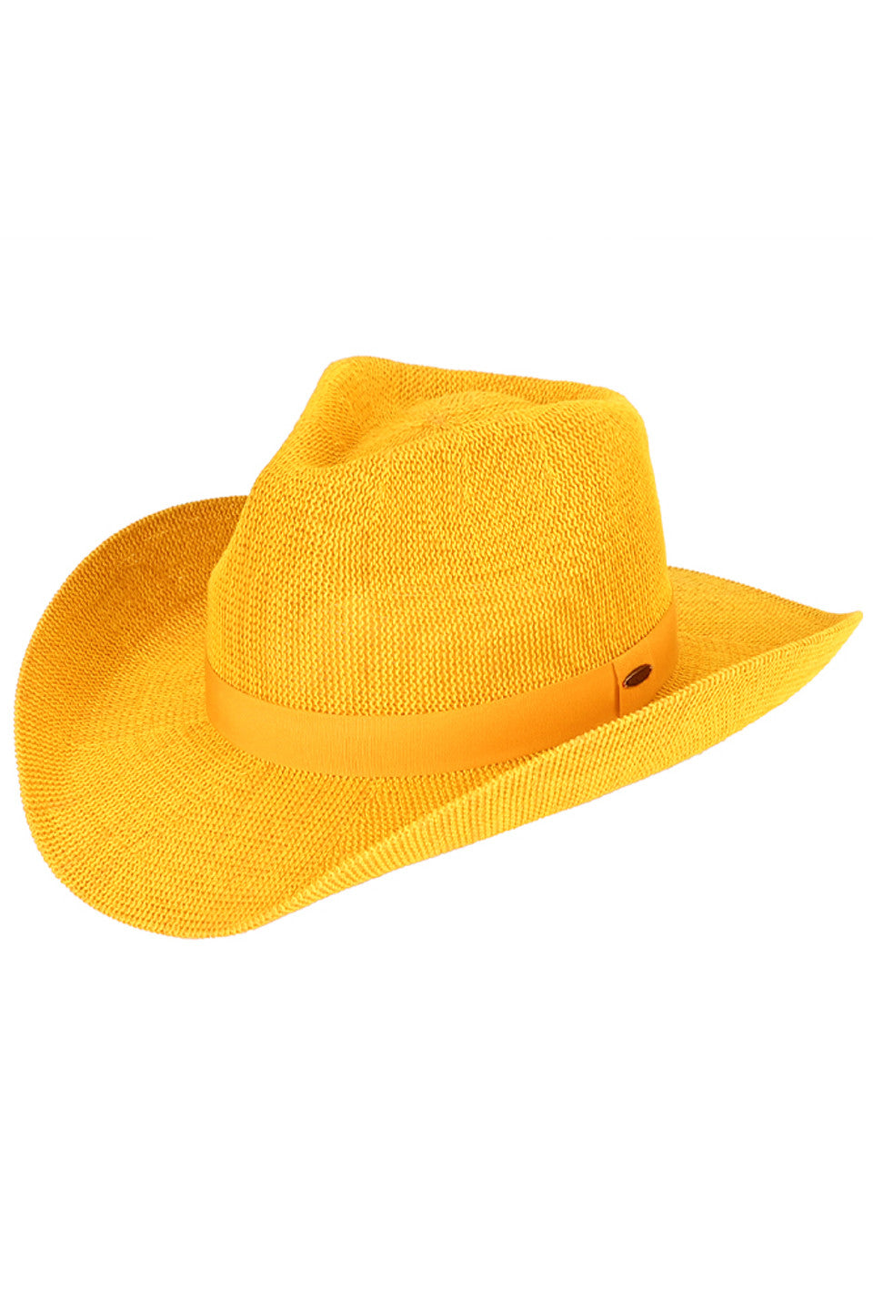 Yellow C.C College Team Color Cowboy Hat is the perfect accessory for any fan. Made with high-quality materials and in a classic cowboy hat style, it showcases your team pride in a subtle yet stylish way. Support your team while looking fashionable at any game or event.