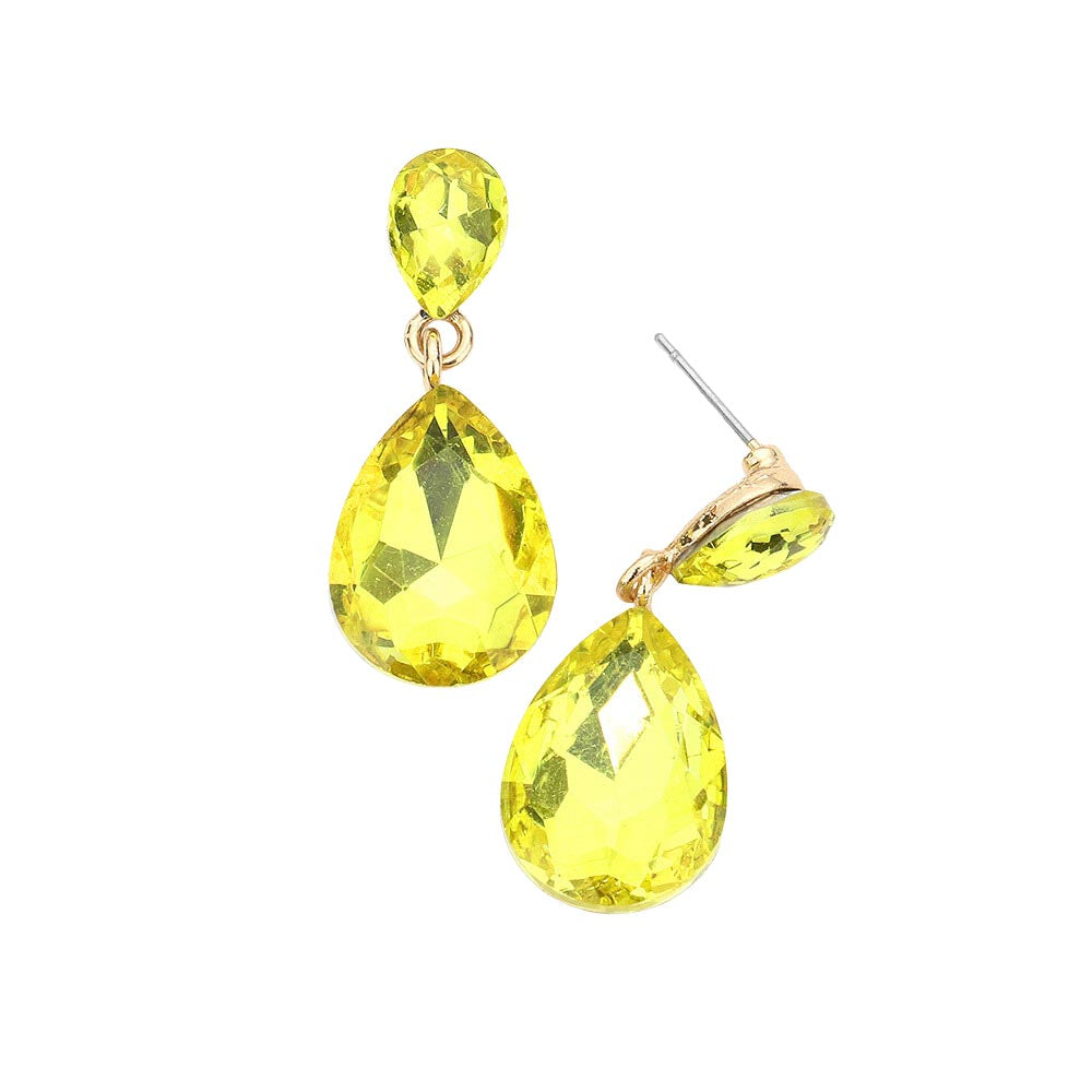 Yellow Glass Crystal Teardrop Dangle Earrings, these teardrop earrings put on a pop of color to complete your ensemble & make you stand out with any special outfit. The beautifully crafted design adds a gorgeous glow to any outfit on special occasions. Crystal Teardrop sparkling Stones give these stunning earrings an elegant look. Perfectly lightweight, easy to wear & carry throughout the whole day.