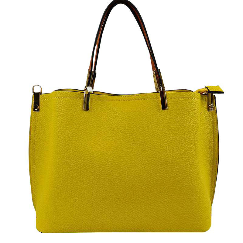Yellow Simpler Times Bucket Crossbody Bags For Women. A great everyday casual shoulder bag composed of Faux leather. A simple design with subtle gold hardware details on the closure. Magnetic snap closure for an inner zipper pouch opening spacious to hold your phone, wallet, and other essentials securely.