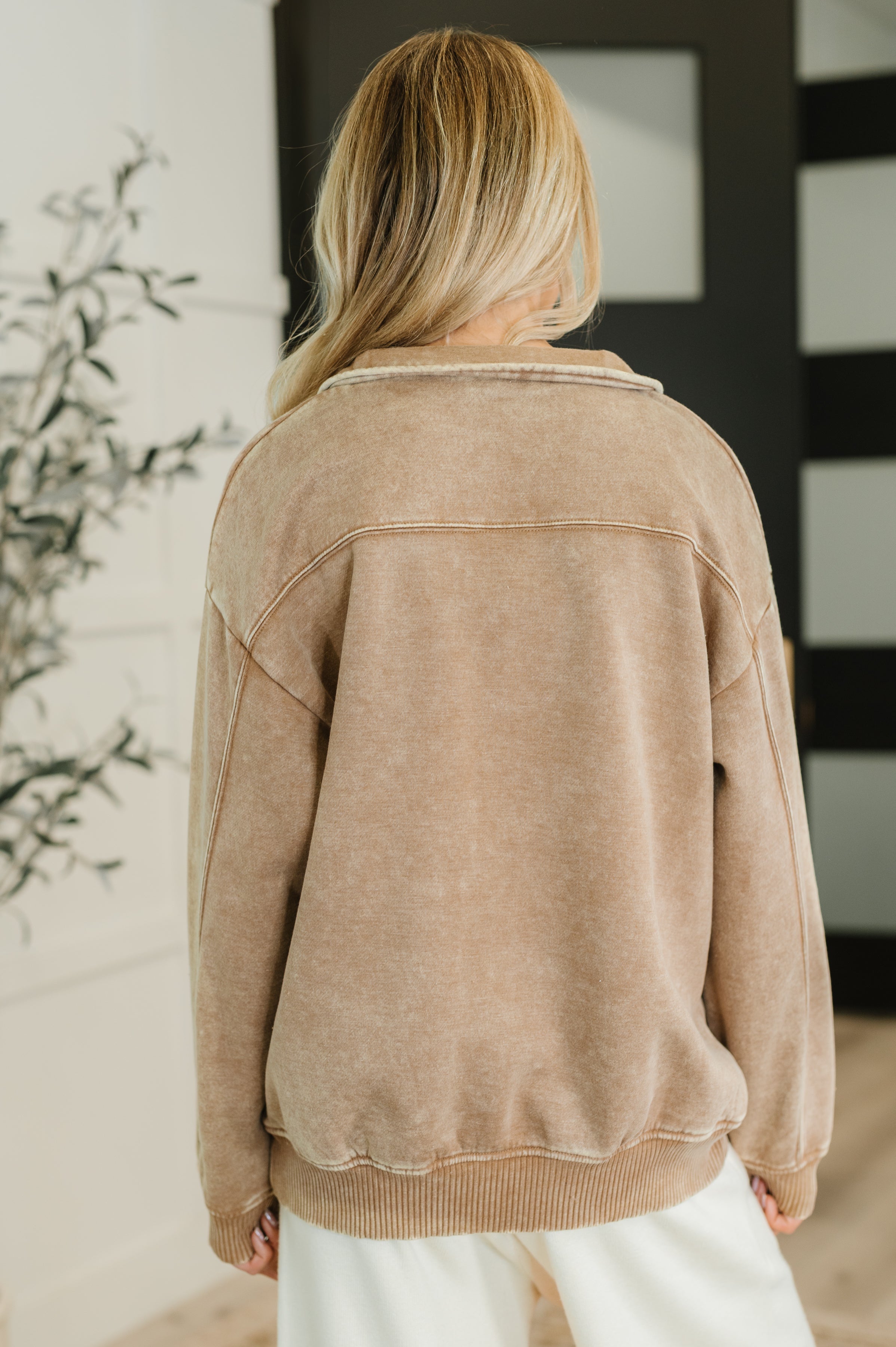 You Should Know Half Zip Pullover in Deep Camel - Charming Charlie