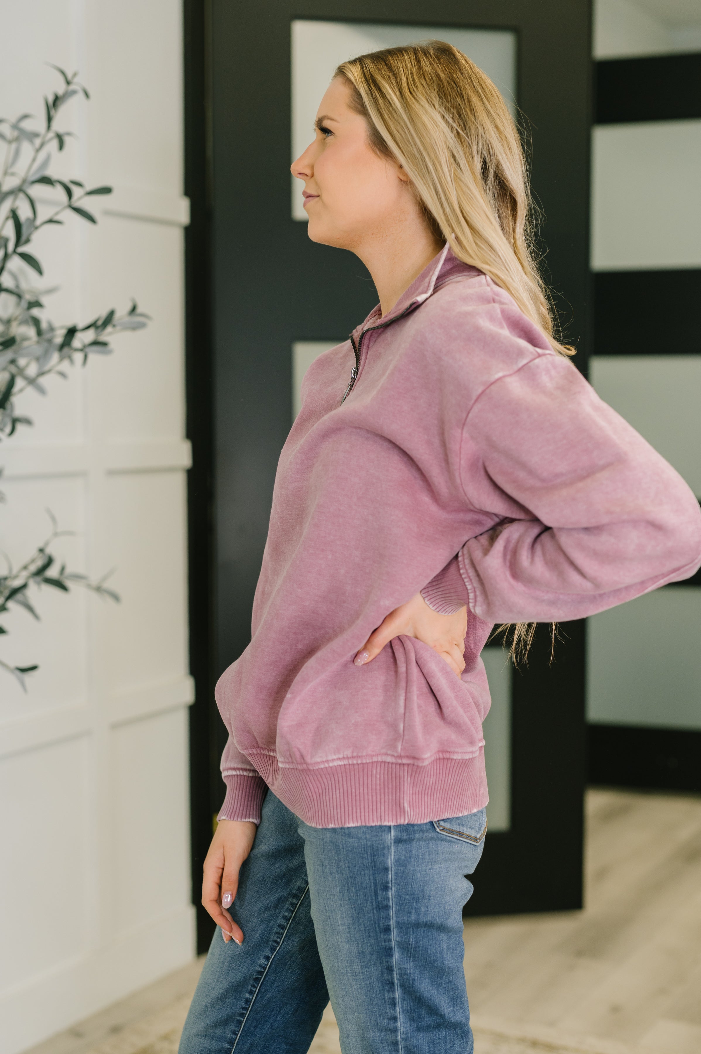 You Should Know Half Zip Pullover in Light Rose - Charming Charlie