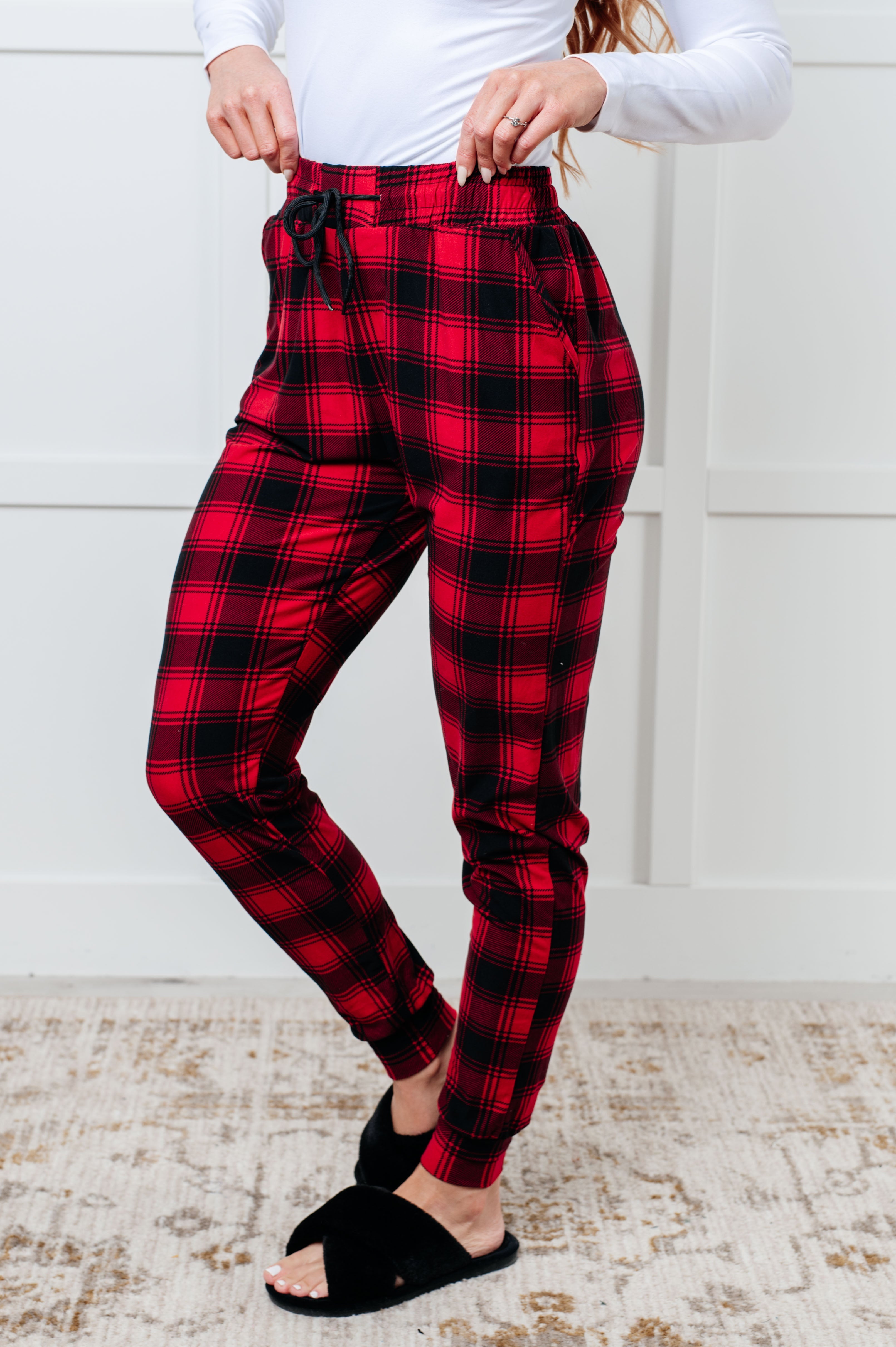 Your New Favorite Joggers in Red Plaid - Charming Charlie