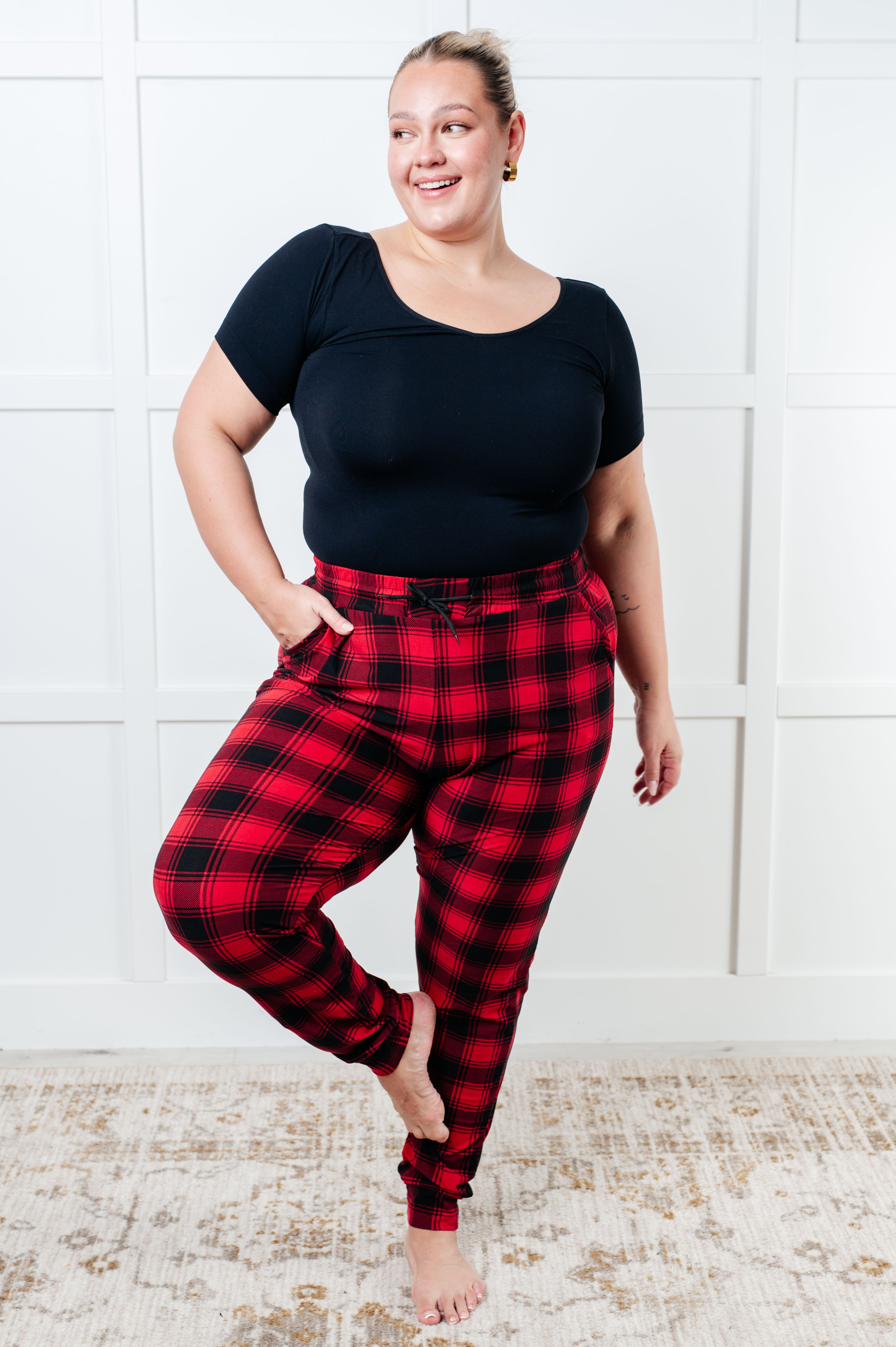 Your New Favorite Joggers in Red Plaid - Charming Charlie