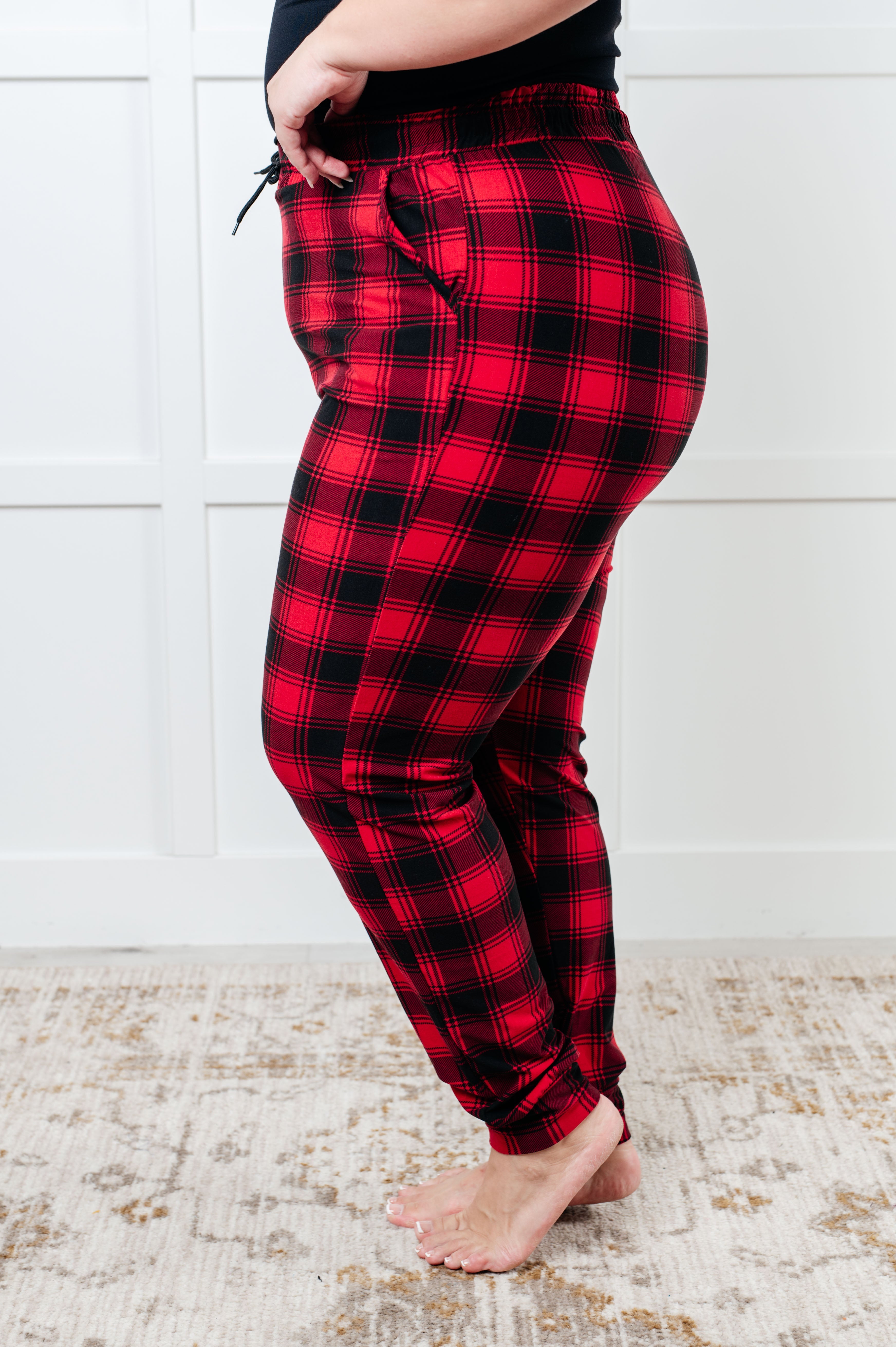 Your New Favorite Joggers in Red Plaid - Charming Charlie