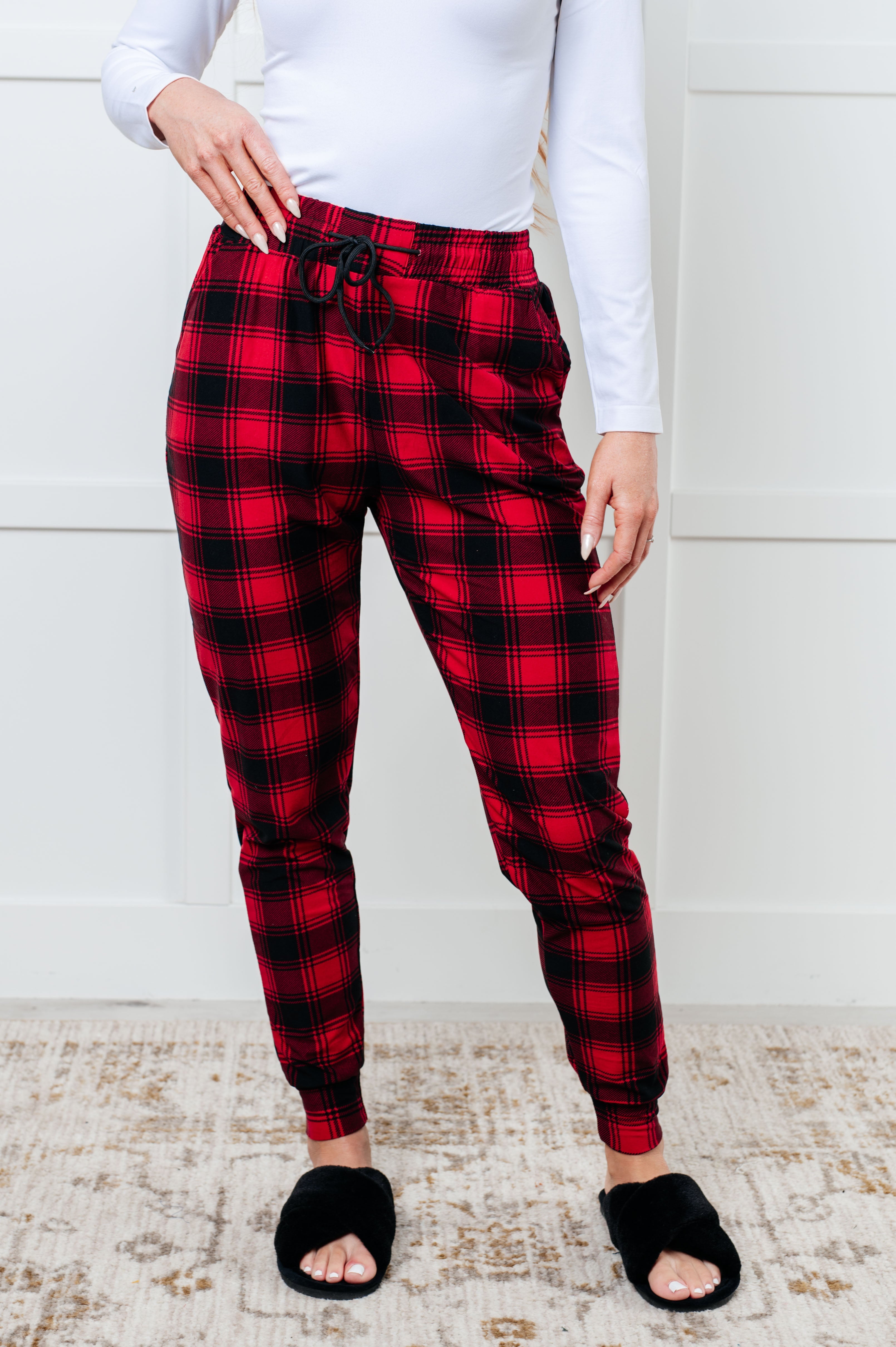 Your New Favorite Joggers in Red Plaid - Charming Charlie