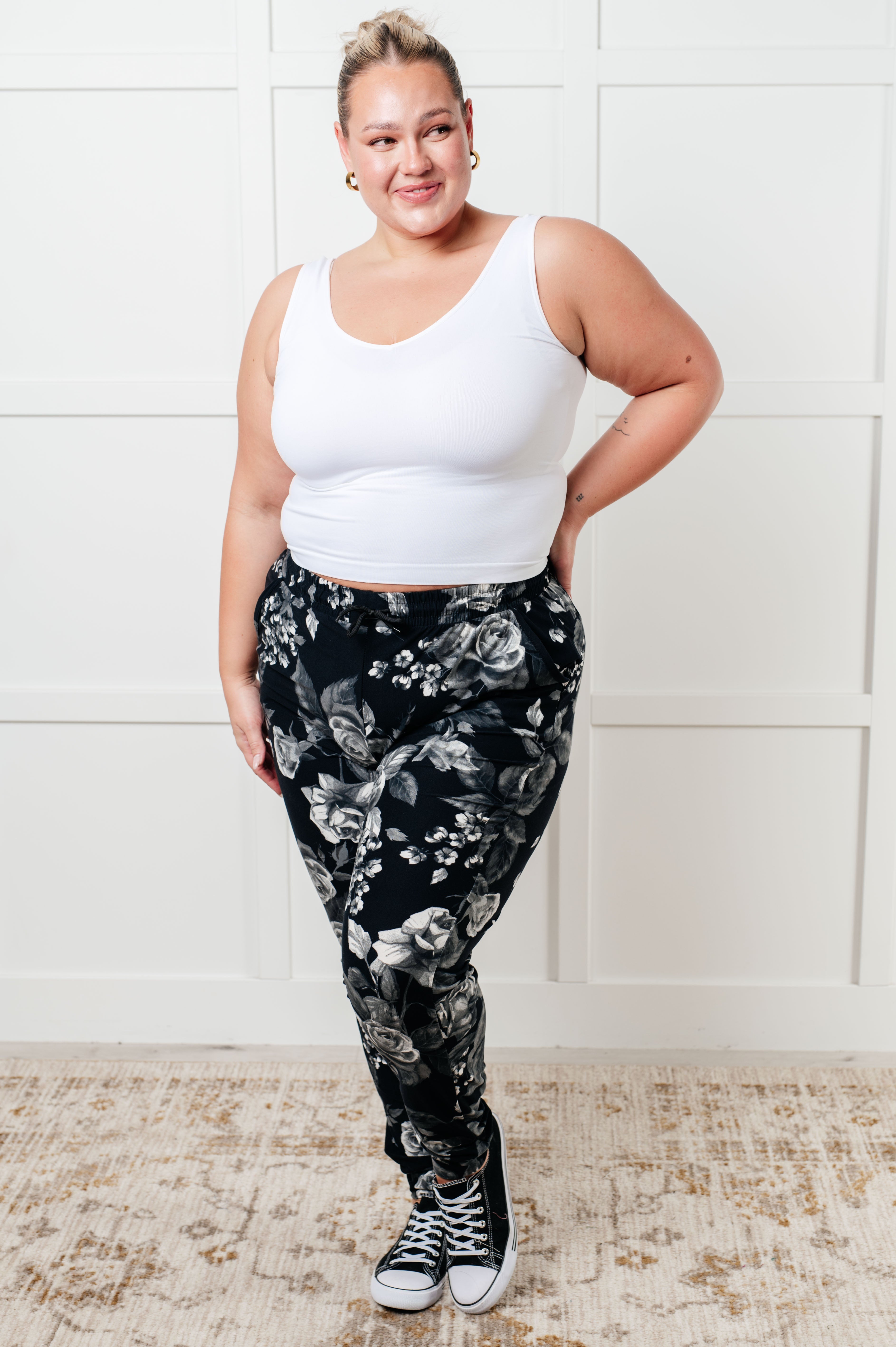 Your New Favorite Joggers in Rose Print - Charming Charlie