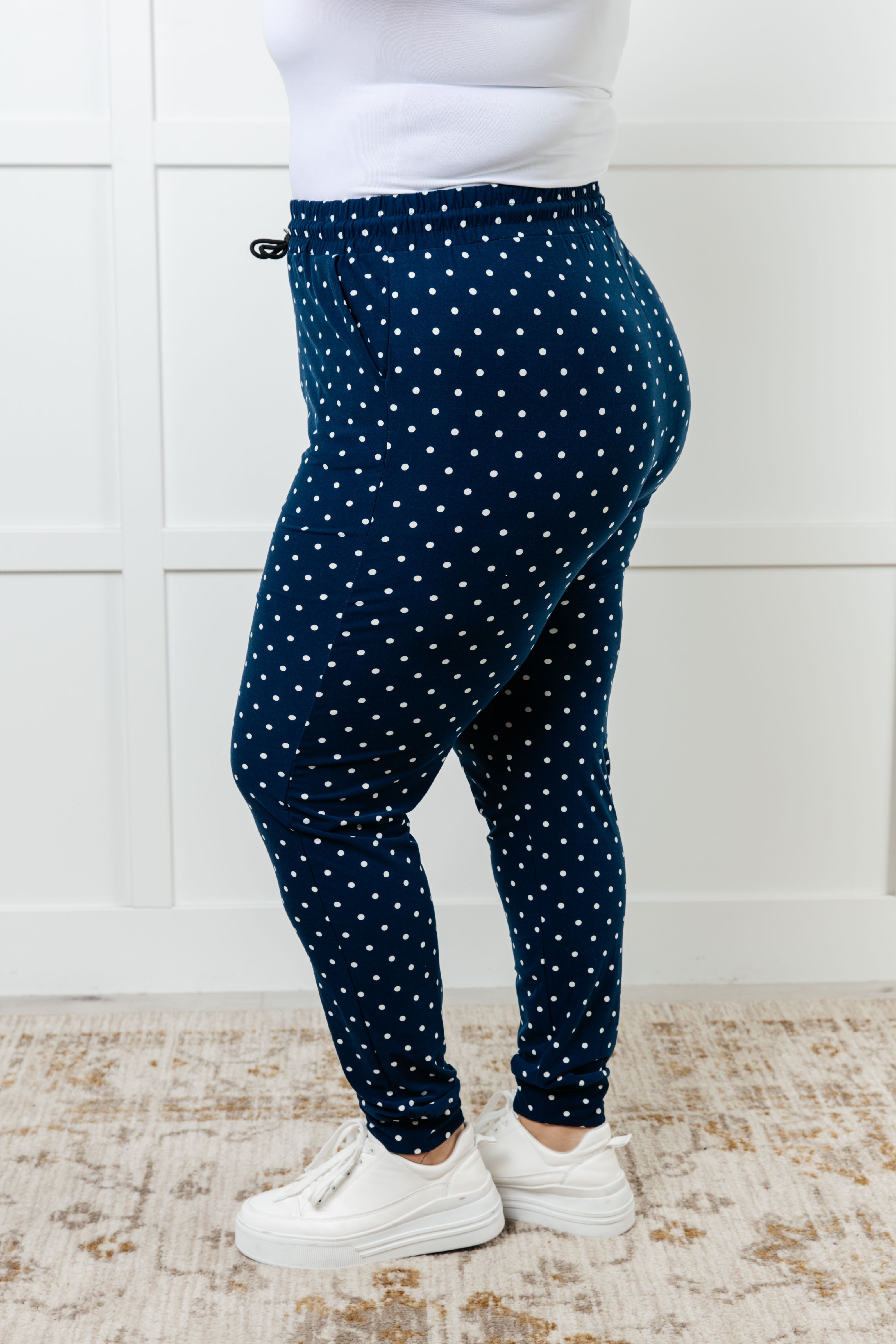 Your New Favorite Joggers in White Polka Dot - Charming Charlie