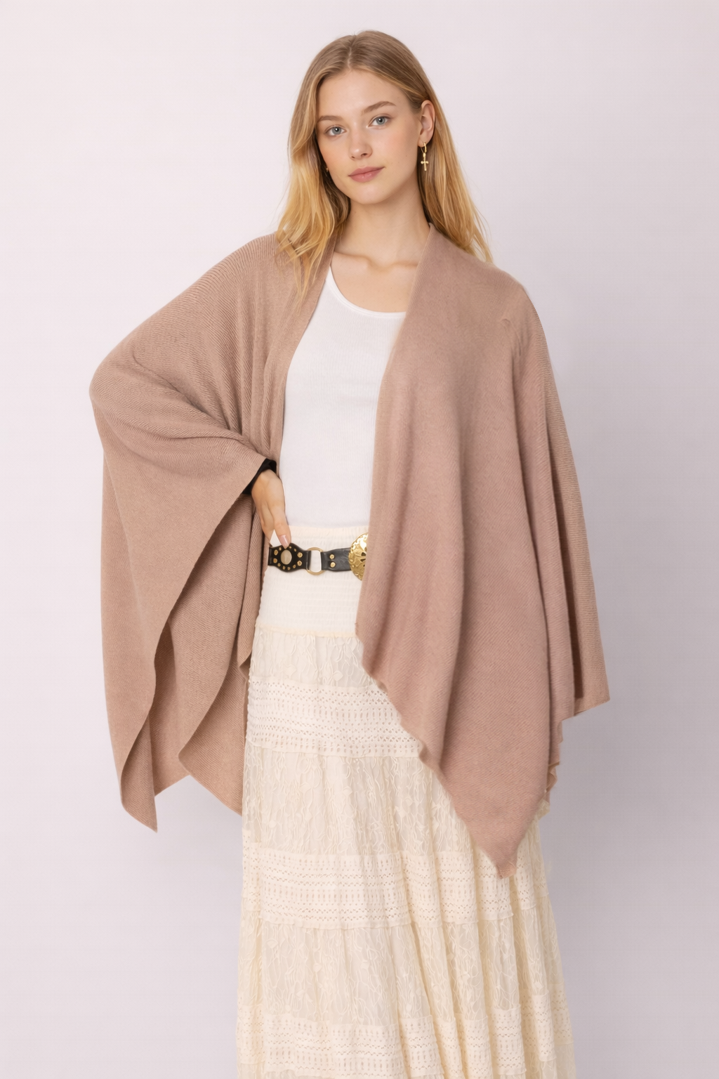 Solid Ruana With Shoulder Strap - Charming Charlie